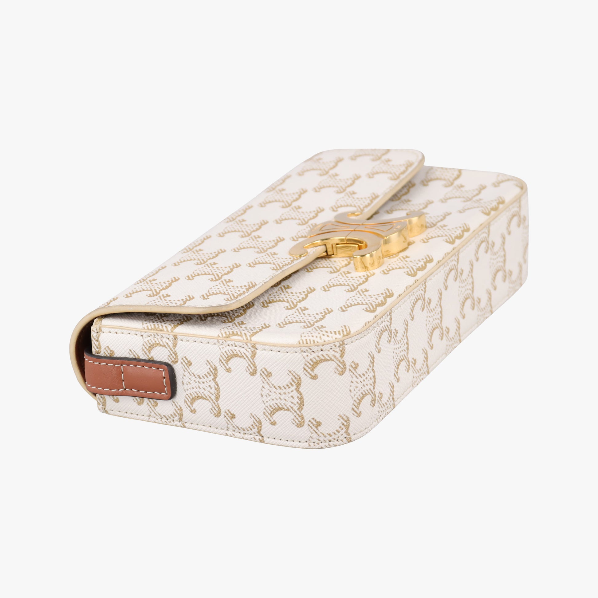 Claude Triomphe white x brown PVC coated canvas x Leather W-CU-2251クロード トリオンフ ホワイトxブラウン PVCコーティングキャンバスxレザー W-CU-2251