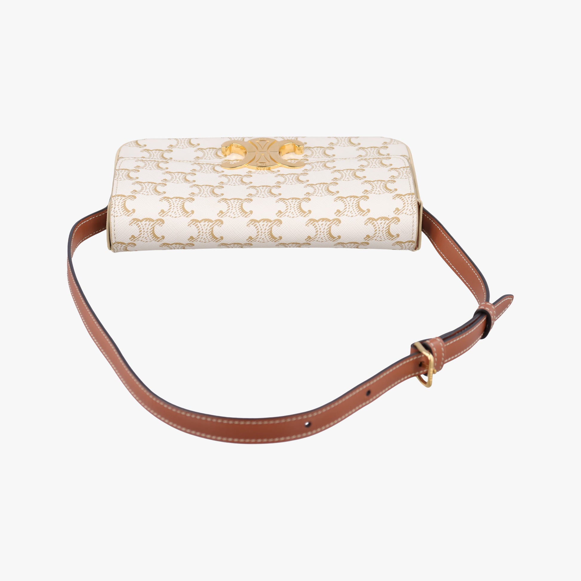 Claude Triomphe white x brown PVC coated canvas x Leather W-CU-2251クロード トリオンフ ホワイトxブラウン PVCコーティングキャンバスxレザー W-CU-2251