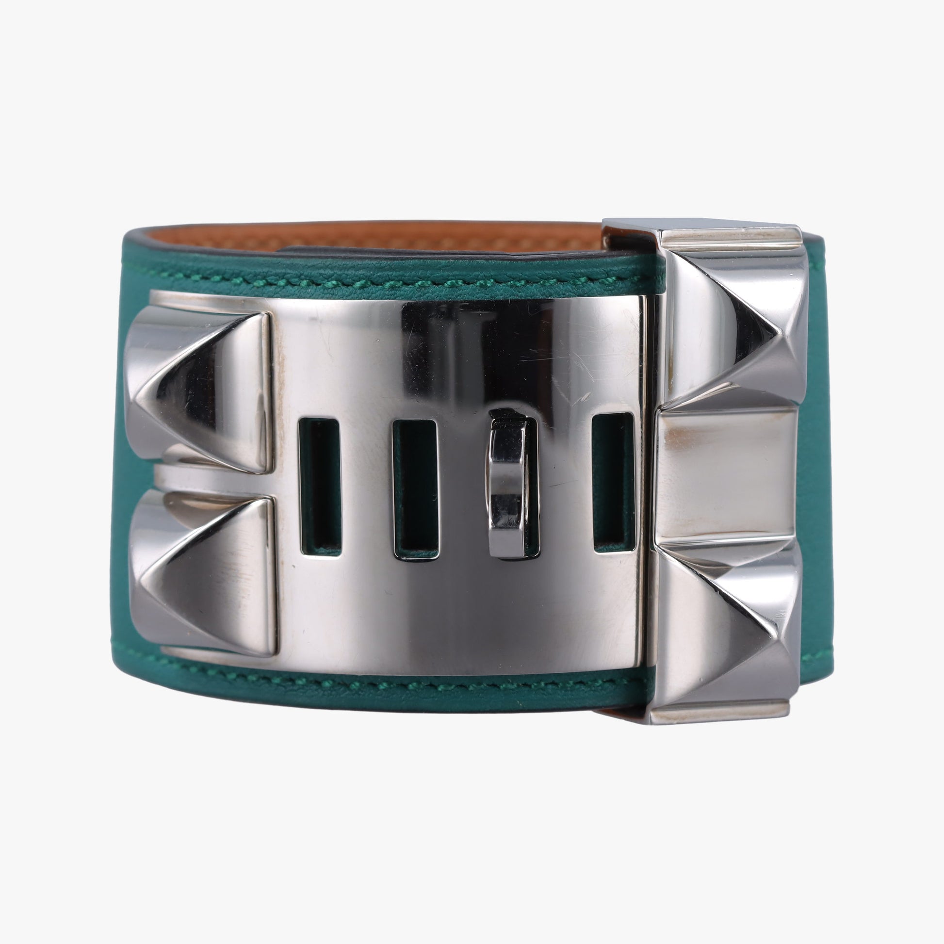Collier de chien Green×silver Leather × GP S R▢Qコリエ ド シアン グリーン×シルバー レザー×GP S R▢Q