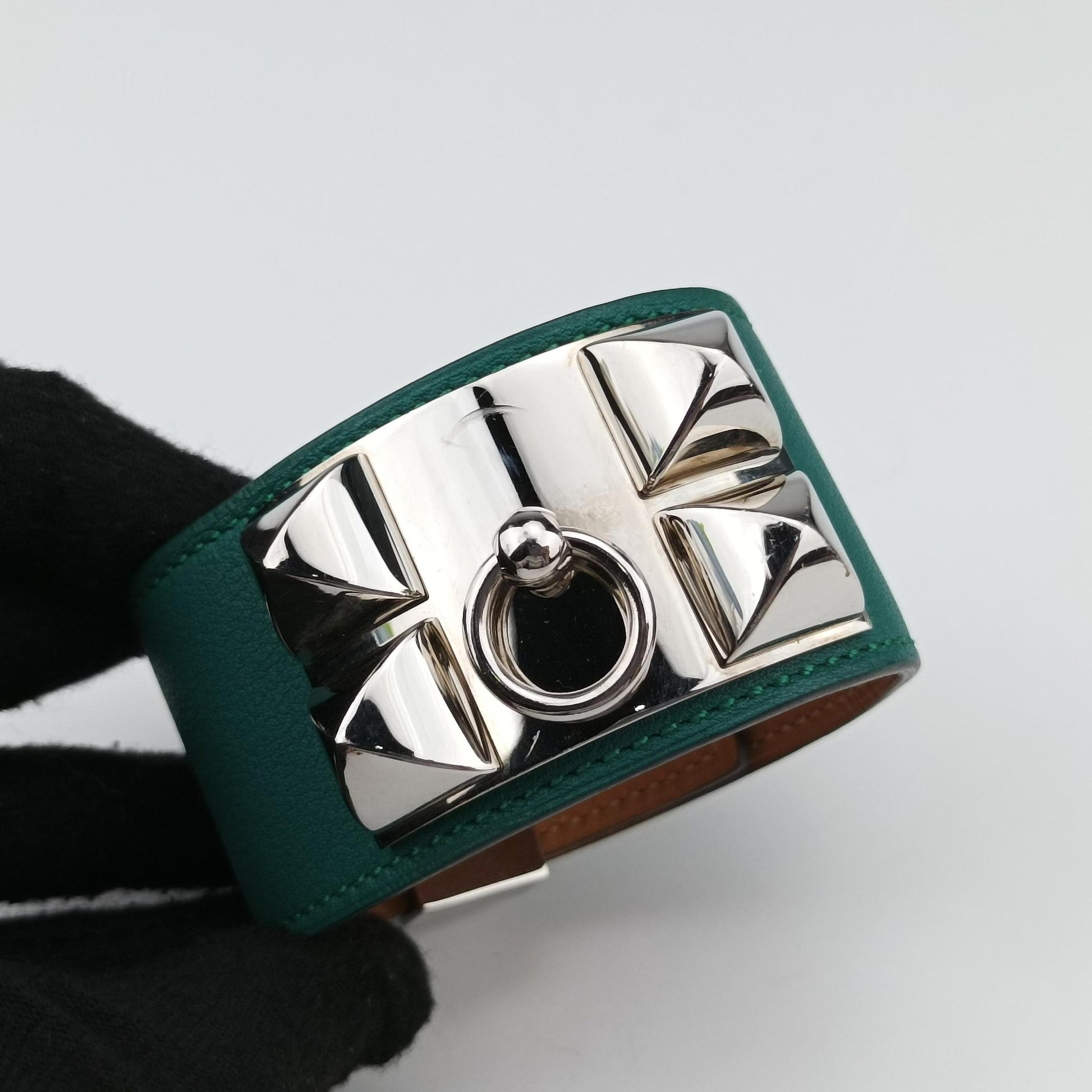 Collier de chien Green×silver Leather × GP S R▢Qコリエ ド シアン グリーン×シルバー レザー×GP S R▢Q