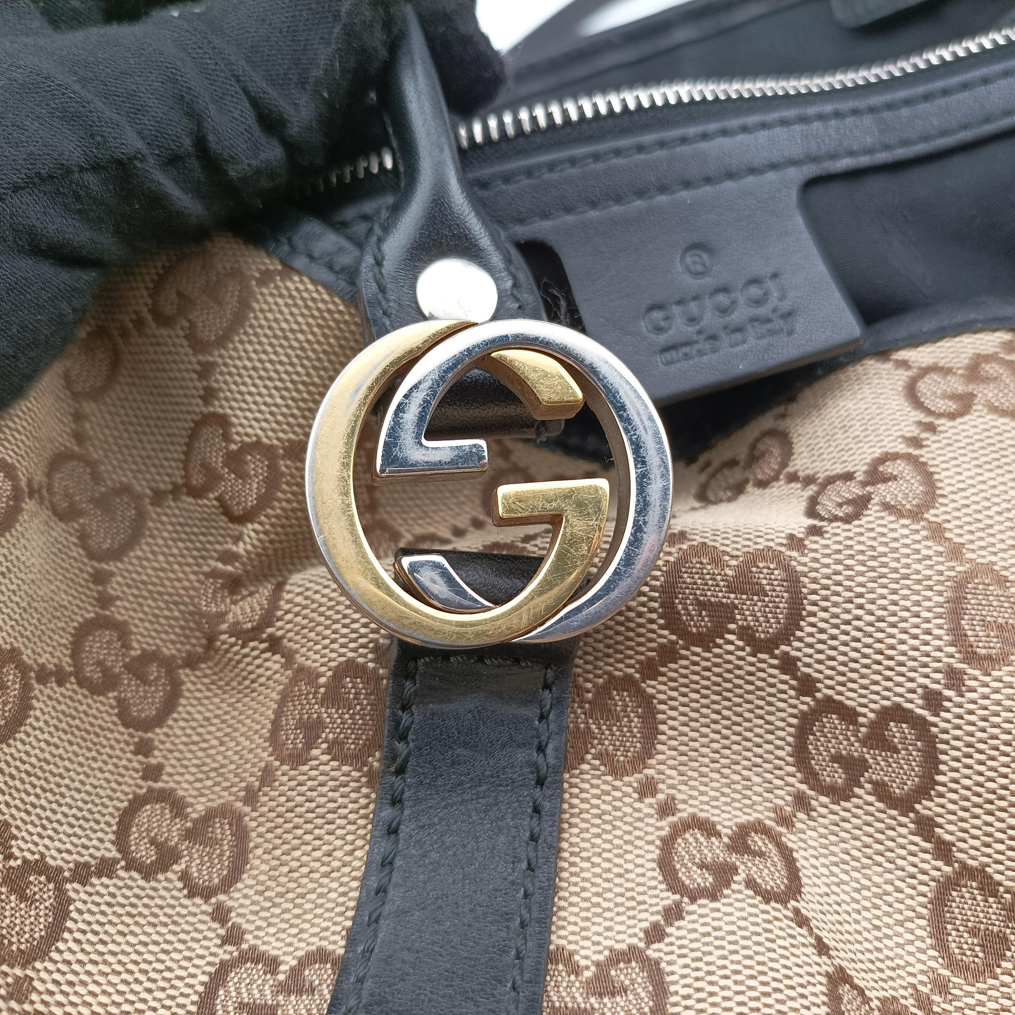GG Canvas GG Twins Beige × Black Canvas×Leather 232957 C6657718GGキャンバス GGツインズ ベージュ×ブラック キャンバス×レザー 232957 C6657718