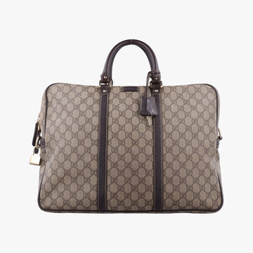 GG plus GG Supreme Briefcase Brown PVC coated canvasxLeather 201480 A8127099GGプラス GGスプリーム ブラウン PVCコーティングキャンバスxレザー 201480 A8127099