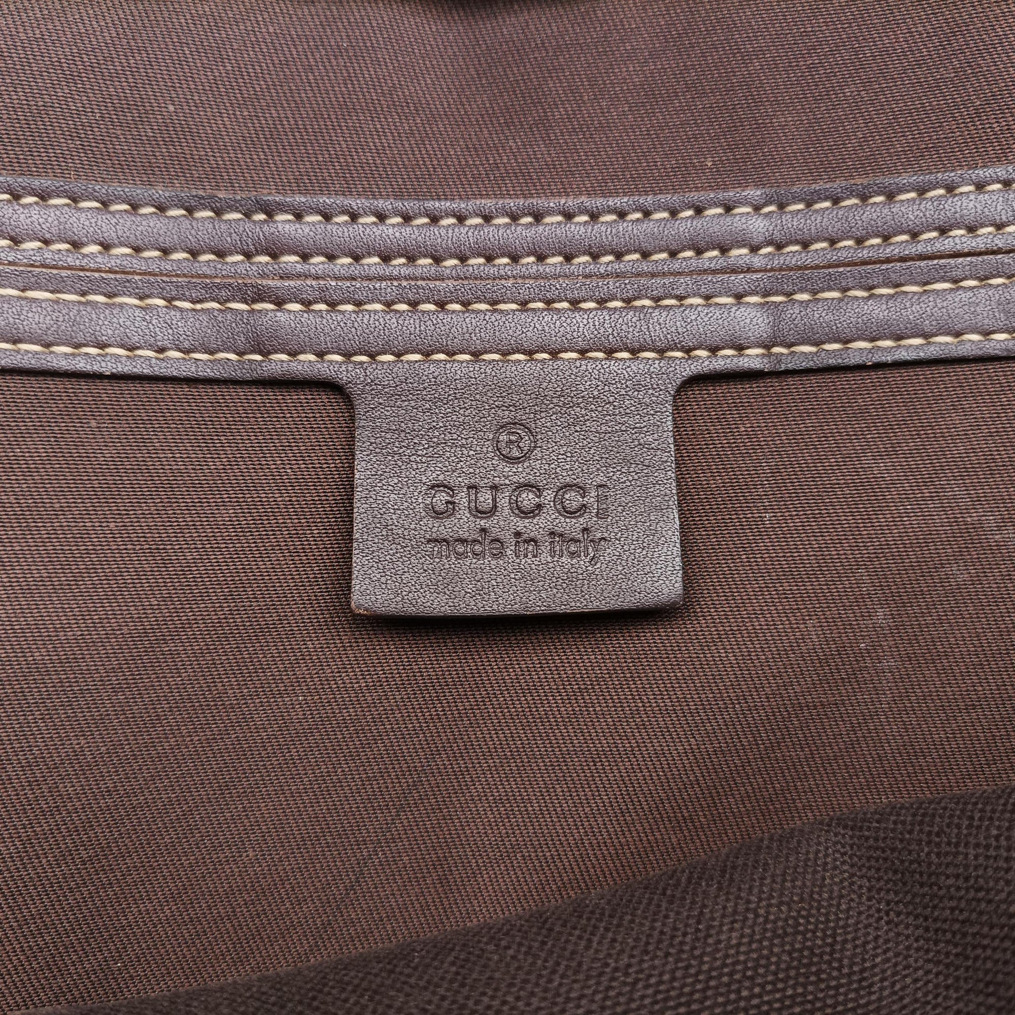 GG plus GG Supreme Briefcase Brown PVC coated canvasxLeather 201480 A8127099GGプラス GGスプリーム ブラウン PVCコーティングキャンバスxレザー 201480 A8127099