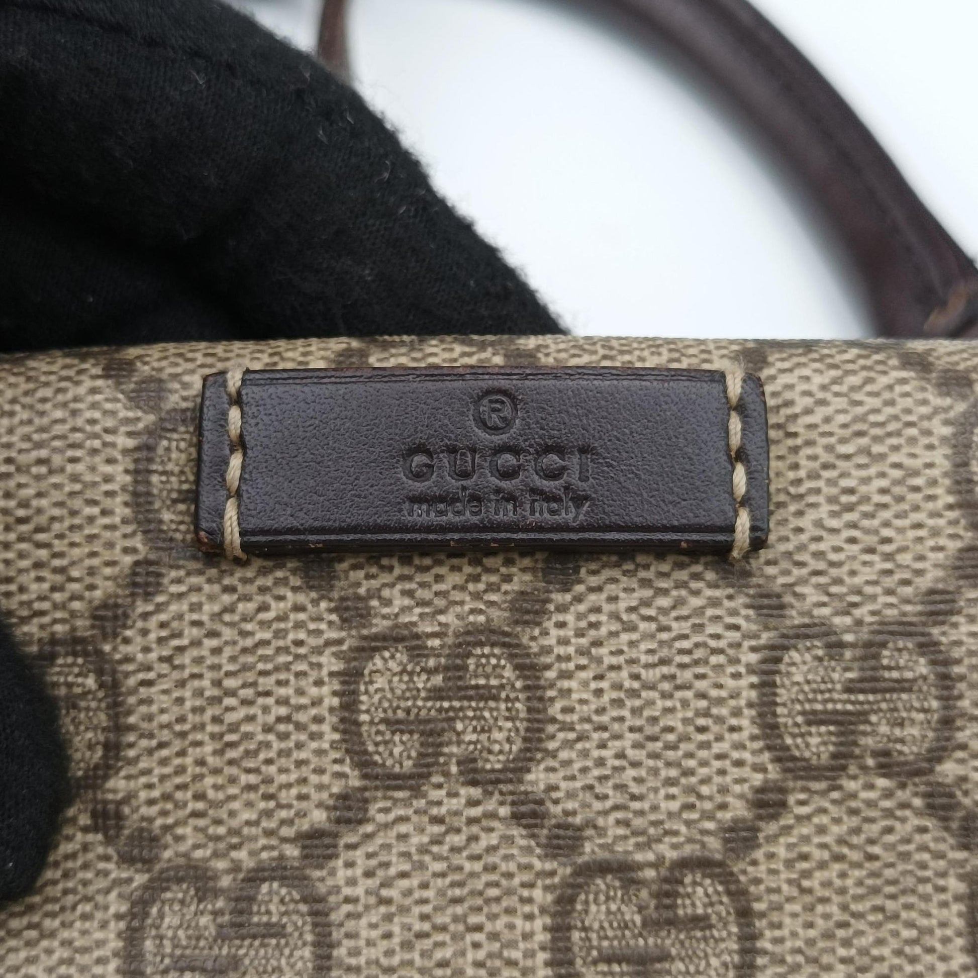 GG plus GG Supreme Briefcase Brown PVC coated canvasxLeather 201480 A8127099GGプラス GGスプリーム ブラウン PVCコーティングキャンバスxレザー 201480 A8127099