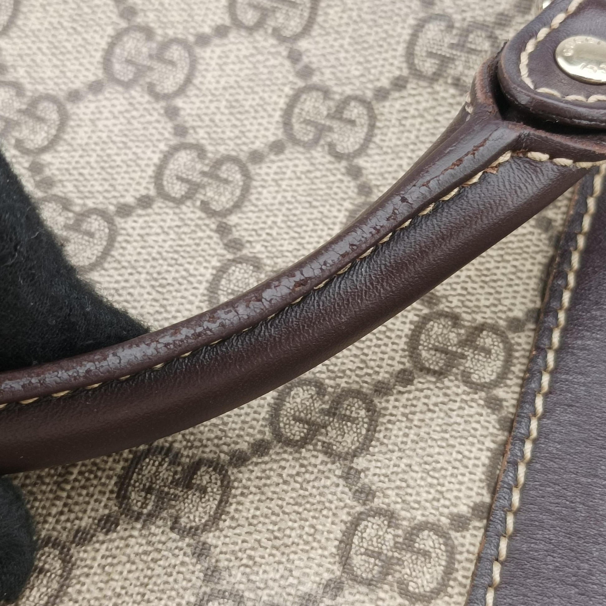 GG plus GG Supreme Briefcase Brown PVC coated canvasxLeather 201480 A8127099GGプラス GGスプリーム ブラウン PVCコーティングキャンバスxレザー 201480 A8127099