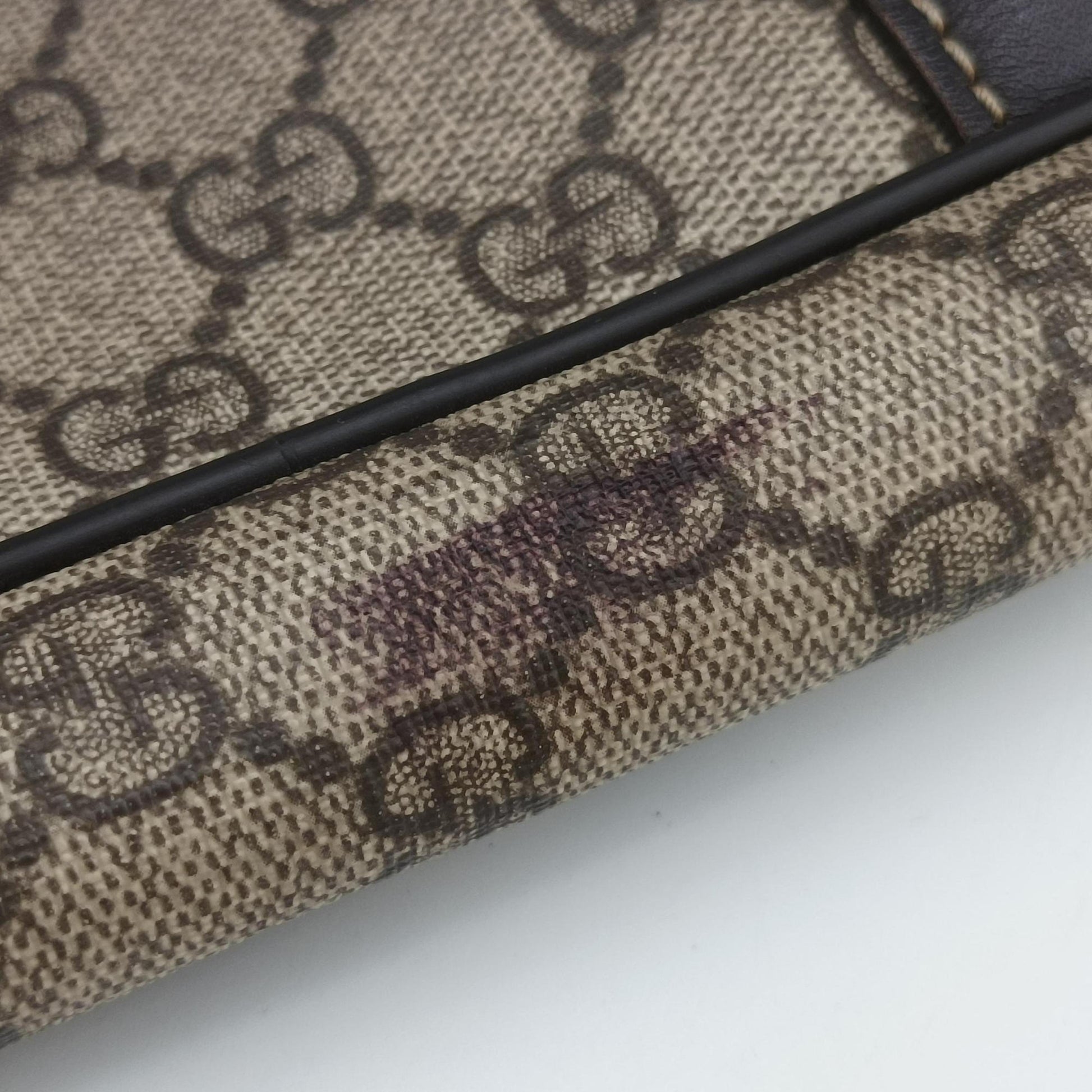 GG plus GG Supreme Briefcase Brown PVC coated canvasxLeather 201480 A8127099GGプラス GGスプリーム ブラウン PVCコーティングキャンバスxレザー 201480 A8127099