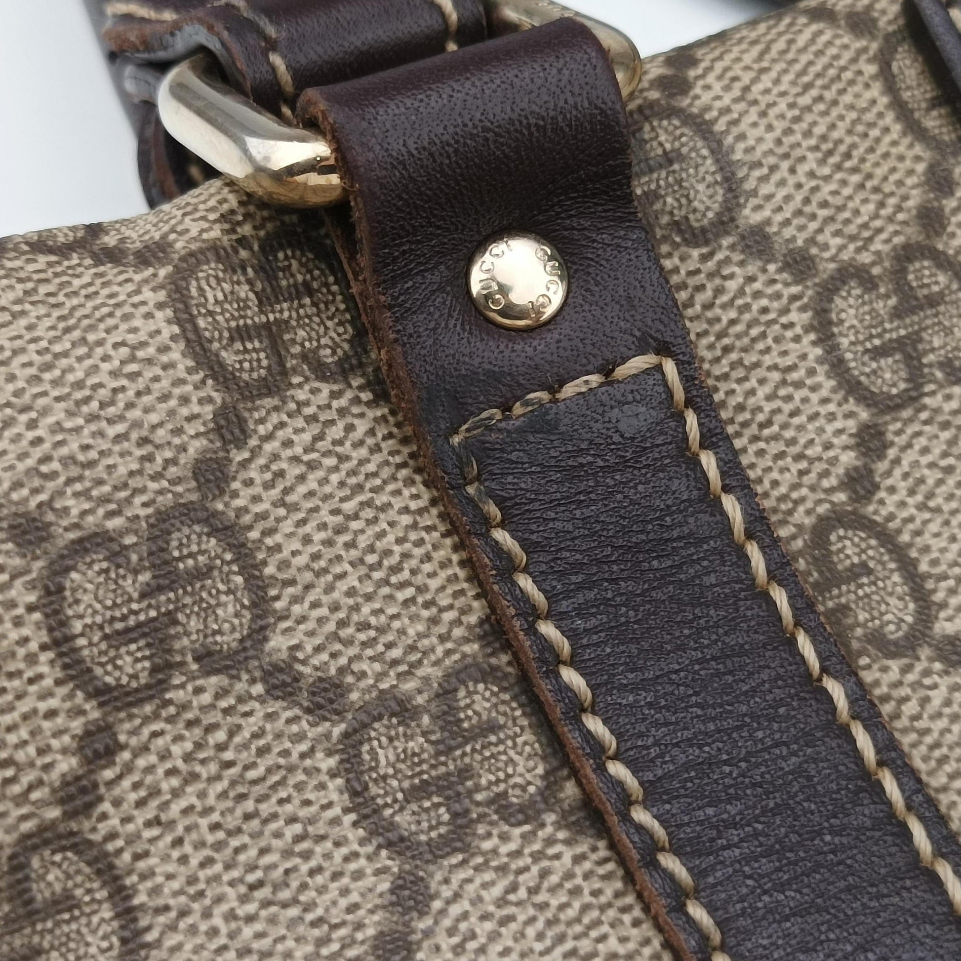 GG plus GG Supreme Briefcase Brown PVC coated canvasxLeather 201480 A8127099GGプラス GGスプリーム ブラウン PVCコーティングキャンバスxレザー 201480 A8127099