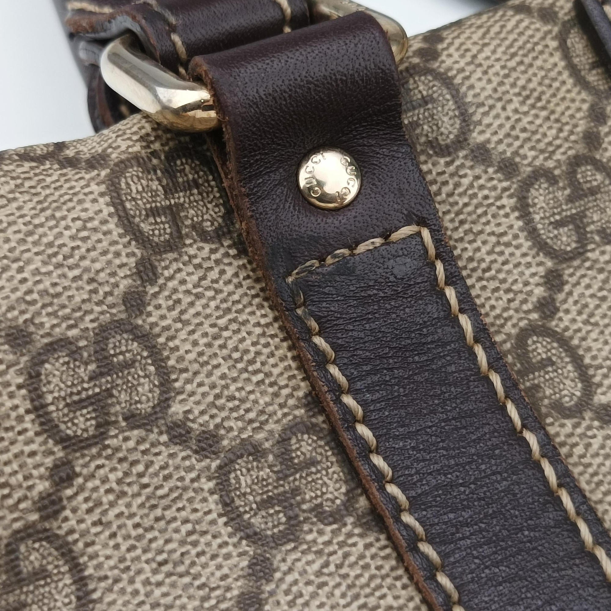 GG plus GG Supreme Briefcase Brown PVC coated canvasxLeather 201480 A8127099GGプラス GGスプリーム ブラウン PVCコーティングキャンバスxレザー 201480 A8127099