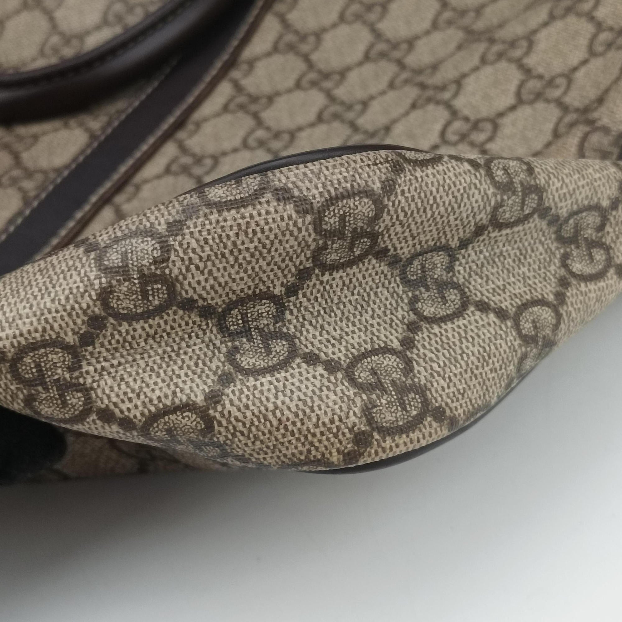 GG plus GG Supreme Briefcase Brown PVC coated canvasxLeather 201480 A8127099GGプラス GGスプリーム ブラウン PVCコーティングキャンバスxレザー 201480 A8127099