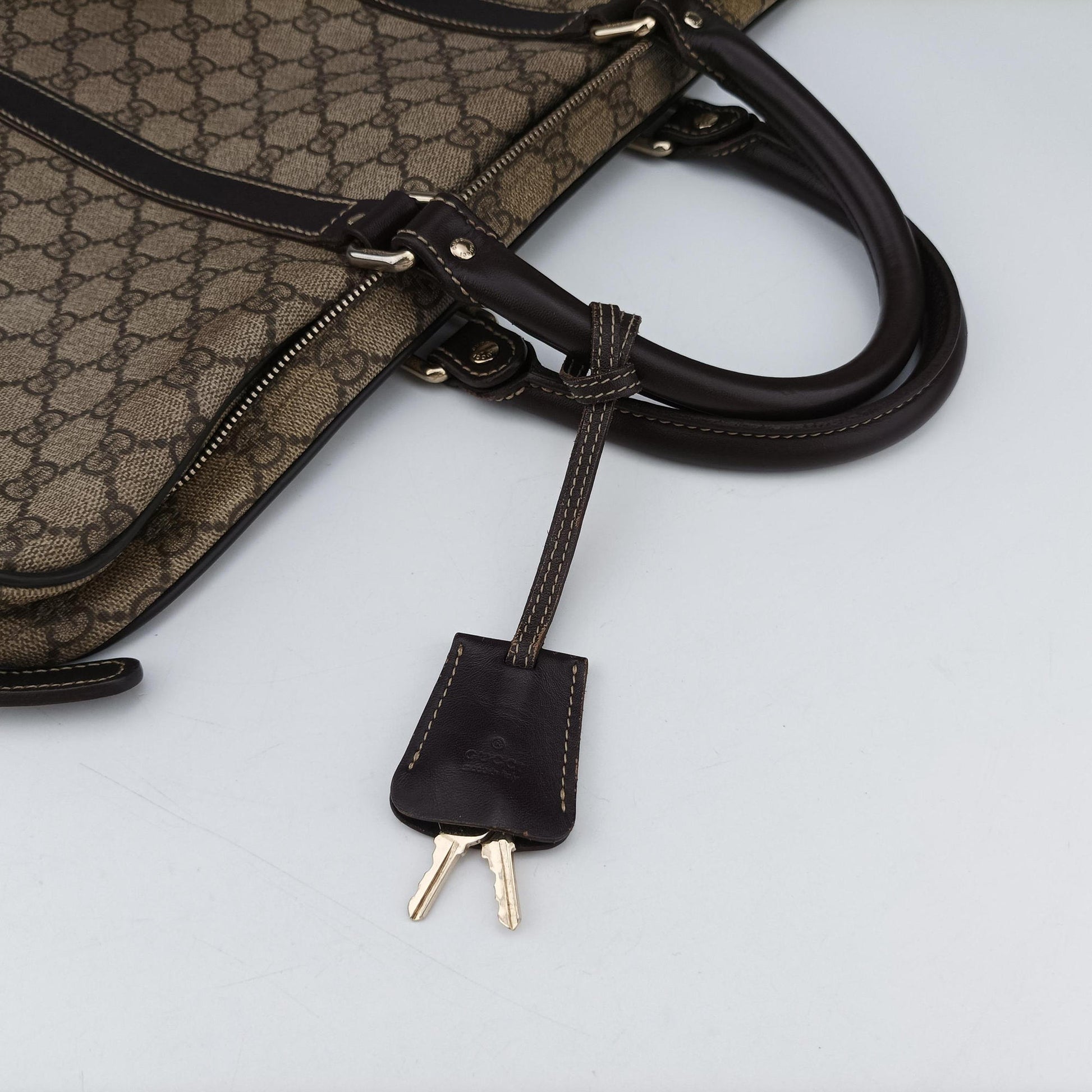 GG plus GG Supreme Briefcase Brown PVC coated canvasxLeather 201480 A8127099GGプラス GGスプリーム ブラウン PVCコーティングキャンバスxレザー 201480 A8127099