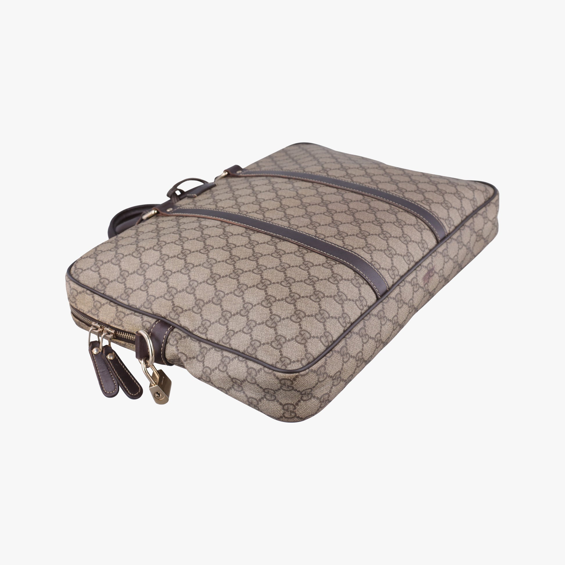GG plus GG Supreme Briefcase Brown PVC coated canvasxLeather 201480 A8127099GGプラス GGスプリーム ブラウン PVCコーティングキャンバスxレザー 201480 A8127099