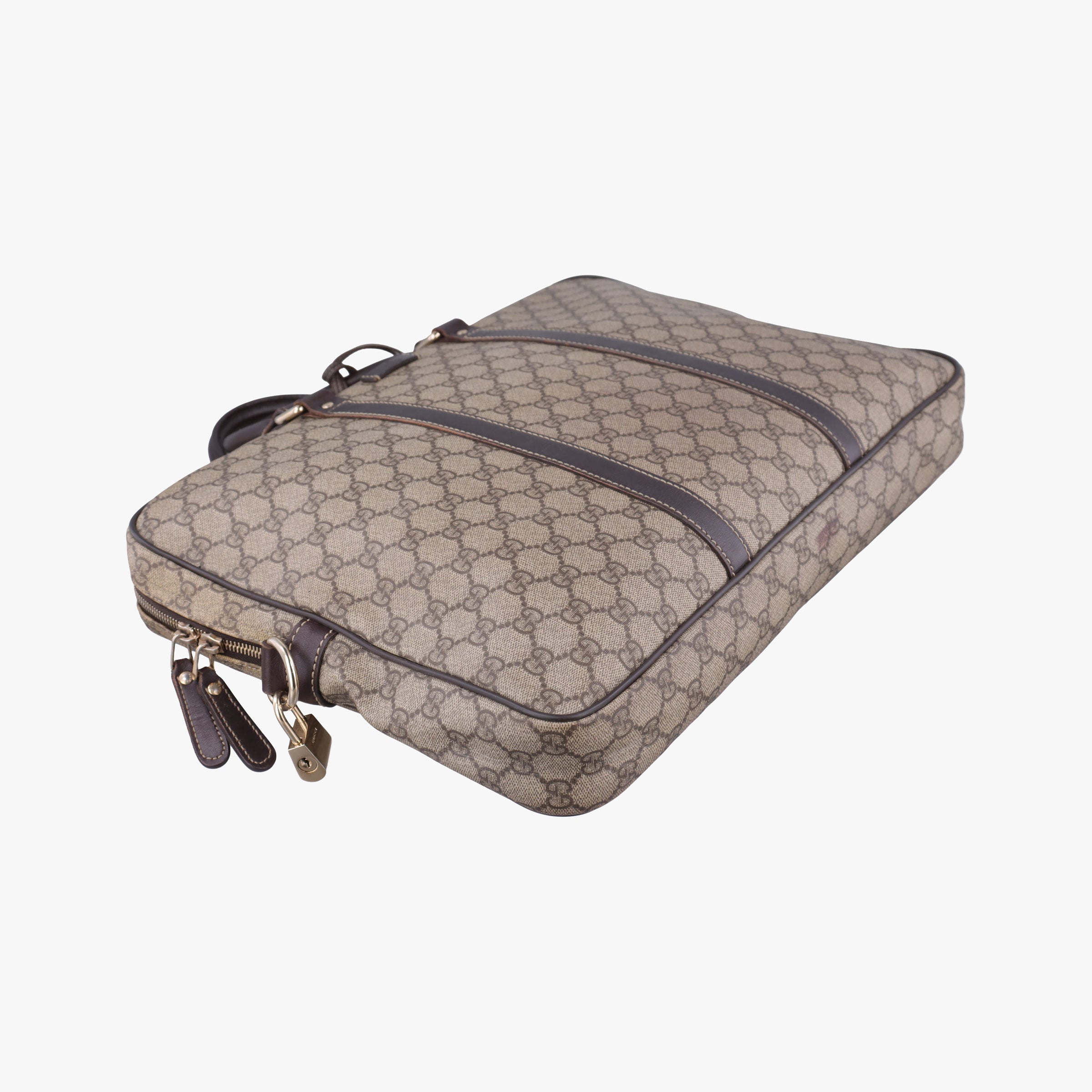 GG plus GG Supreme Briefcase Brown PVC coated canvasxLeather 201480 A8127099GGプラス GGスプリーム ブラウン PVCコーティングキャンバスxレザー 201480 A8127099