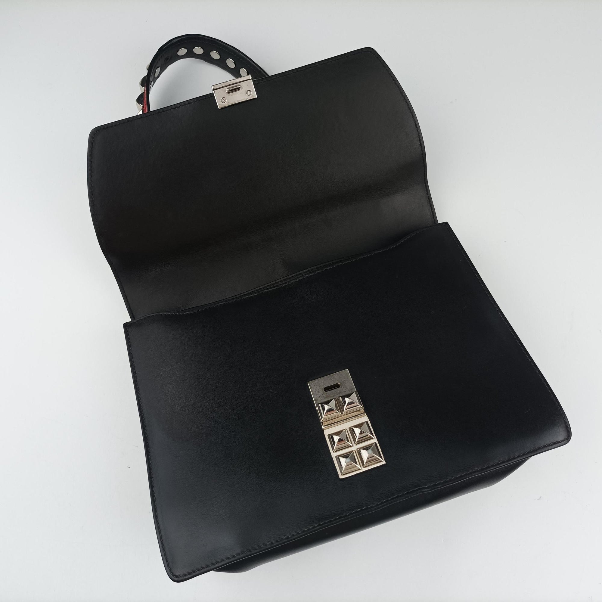 Electra Studded Black Leather×Saffiano leather 1BD120 25エレクトラ スタッズ ブラック レザー×サフィアーノレザー 1BD120 25