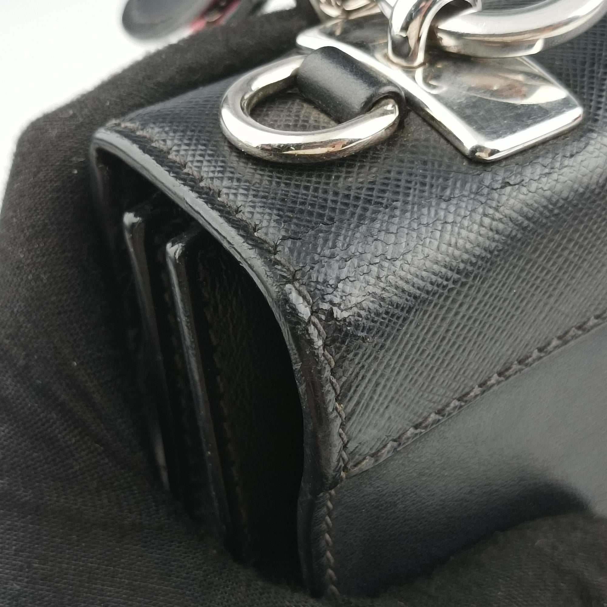 Electra Studded Black Leather×Saffiano leather 1BD120 25エレクトラ スタッズ ブラック レザー×サフィアーノレザー 1BD120 25