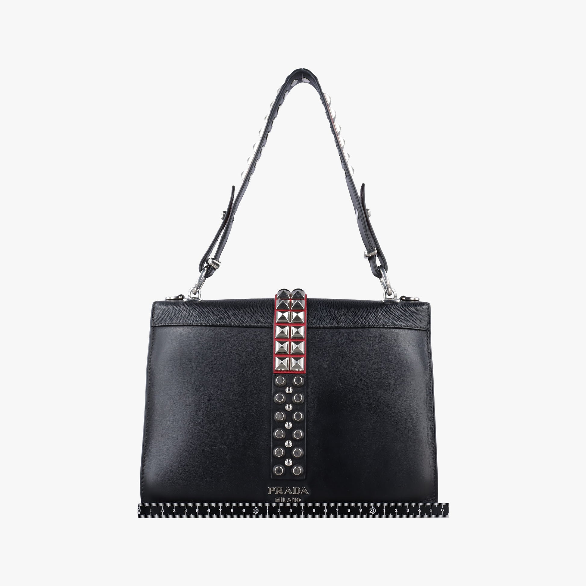 Electra Studded Black Leather×Saffiano leather 1BD120 25エレクトラ スタッズ ブラック レザー×サフィアーノレザー 1BD120 25
