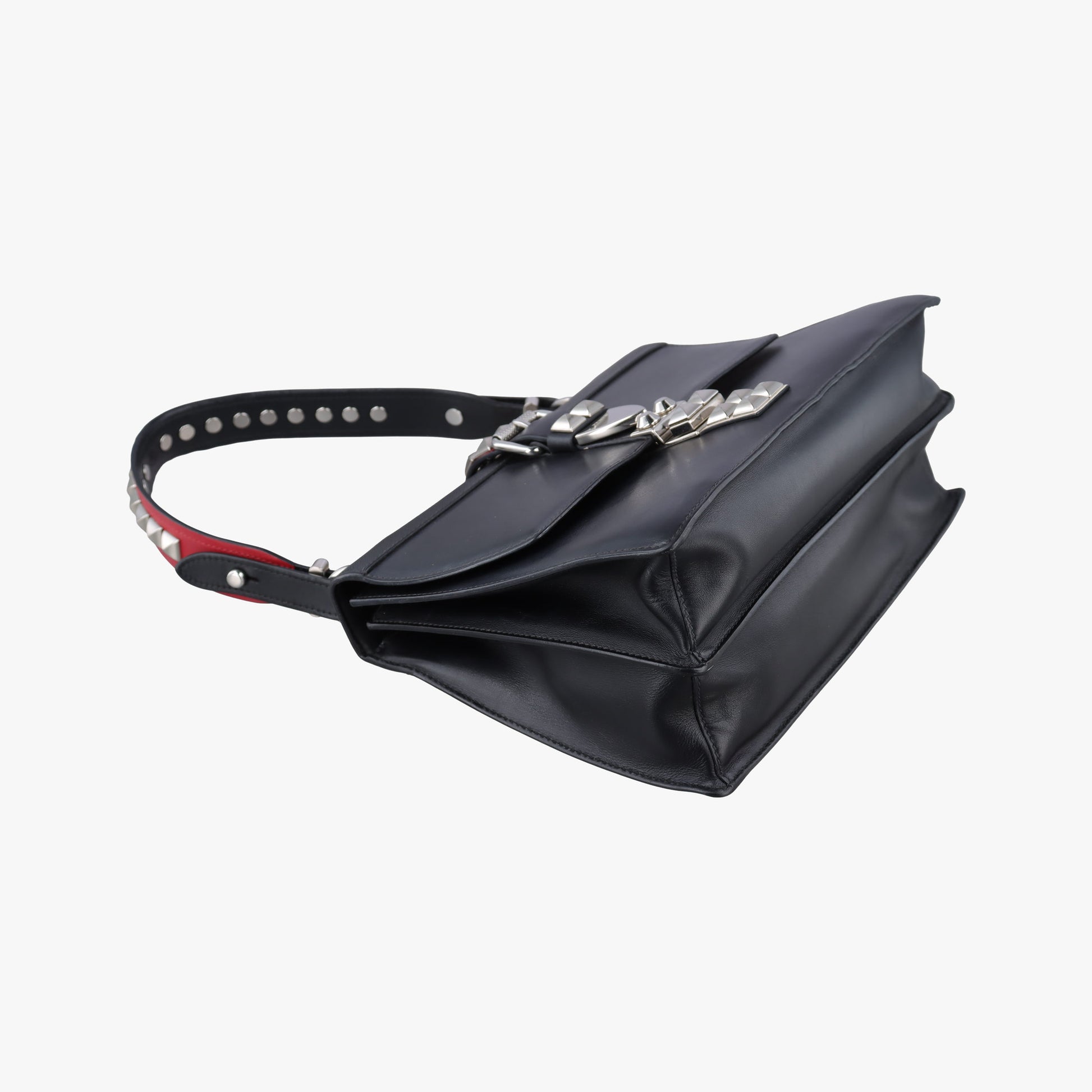Electra Studded Black Leather×Saffiano leather 1BD120 25エレクトラ スタッズ ブラック レザー×サフィアーノレザー 1BD120 25