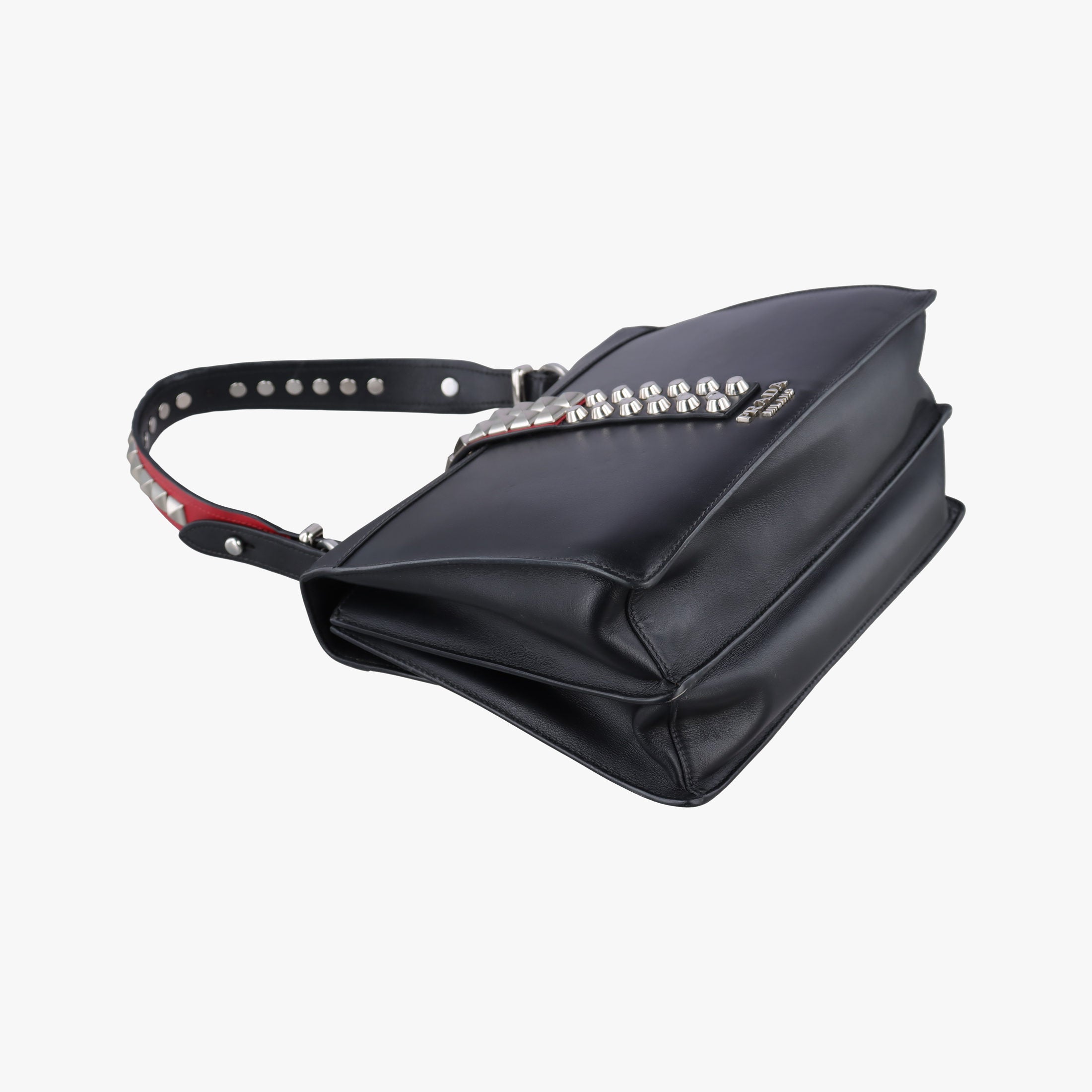 Electra Studded Black Leather×Saffiano leather 1BD120 25エレクトラ スタッズ ブラック レザー×サフィアーノレザー 1BD120 25
