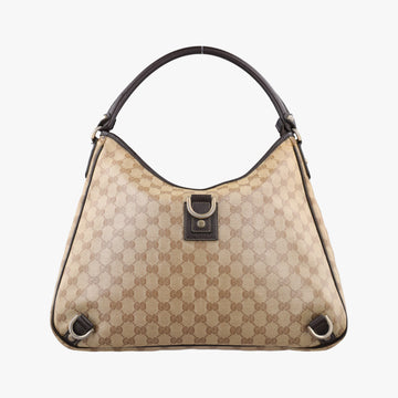GG Crystal Abbey Hobo Beige PVC coated canvas×leather 268636 G011808102ジージークリスタルアビーホーボー ベージュ PVCコーティングキャンバス×レザー 268636 G011808102