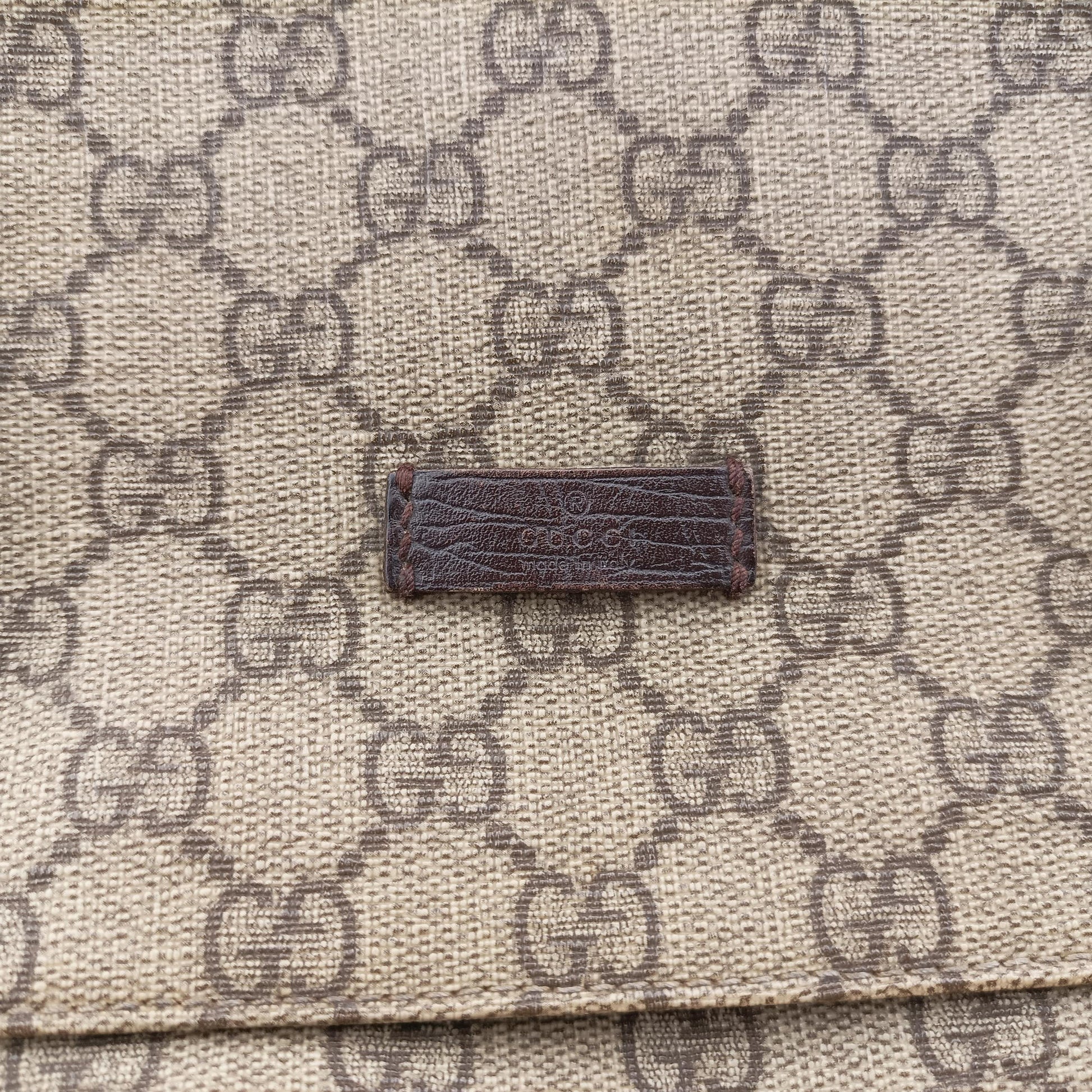 GG Supreme Double Buckle Beige × Dark Brown PVC coated canvas 122373 214397 GGスプリーム ダブルバックル ベージュ × ダークブラウン PVCコーティングキャンバス 122373 214397 