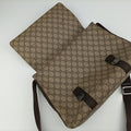 GG Supreme Double Buckle Beige × Dark Brown PVC coated canvas 122373 214397 GGスプリーム ダブルバックル ベージュ × ダークブラウン PVCコーティングキャンバス 122373 214397 
