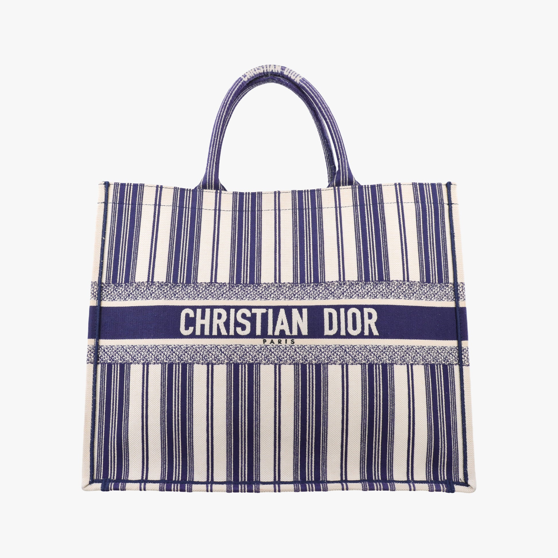 Book Tote White × Navy Jacquard 50-MA-1128ブック トート ホワイト × ネイビー ジャガード 50-MA-1128