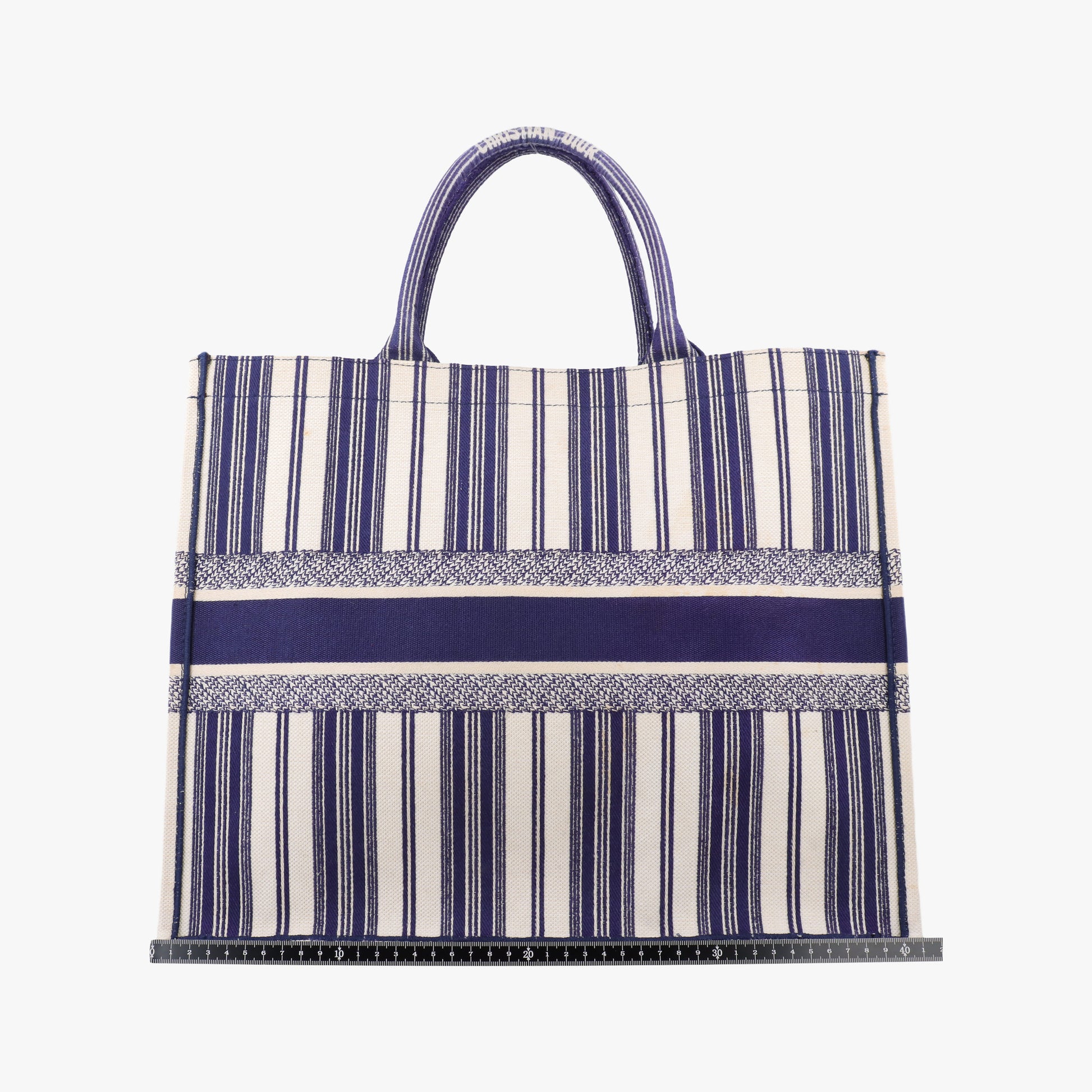 Book Tote White × Navy Jacquard 50-MA-1128ブック トート ホワイト × ネイビー ジャガード 50-MA-1128