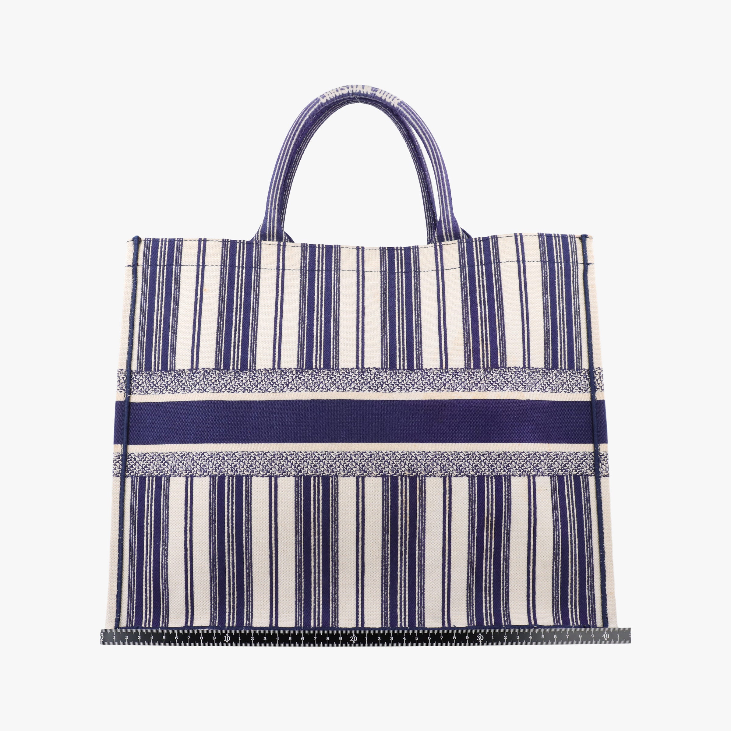 Book Tote White × Navy Jacquard 50-MA-1128ブック トート ホワイト × ネイビー ジャガード 50-MA-1128
