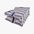 Book Tote White × Navy Jacquard 50-MA-1128ブック トート ホワイト × ネイビー ジャガード 50-MA-1128