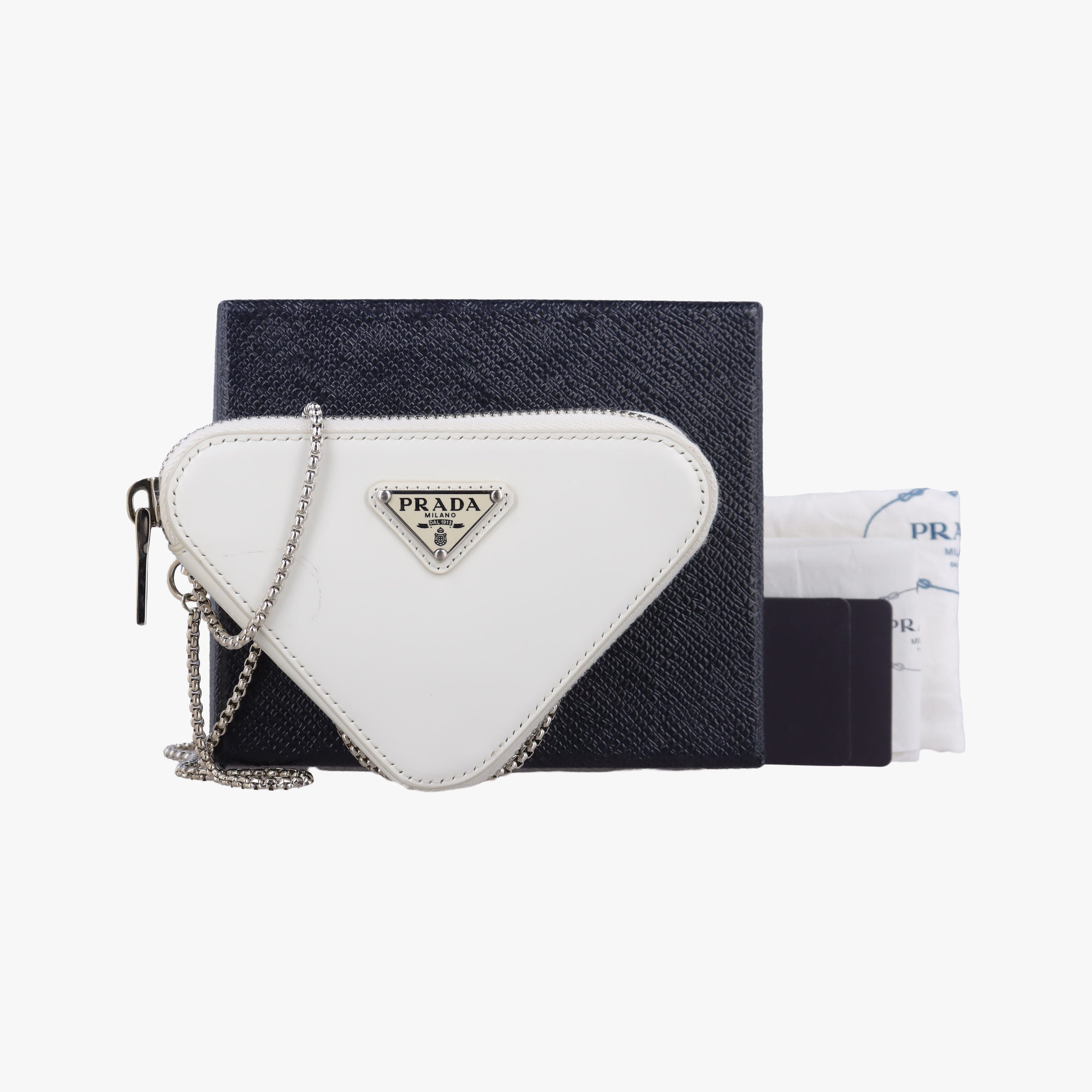 Triangle Chain Pouch White Leather 230-Aトライアングル チェーン ポーチ ホワイト レザー 230-A