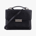 Embossed Logo Top Handle Messenger Black Leather ロゴ型押し 2WAY メッセンジャー ブラック レザー 