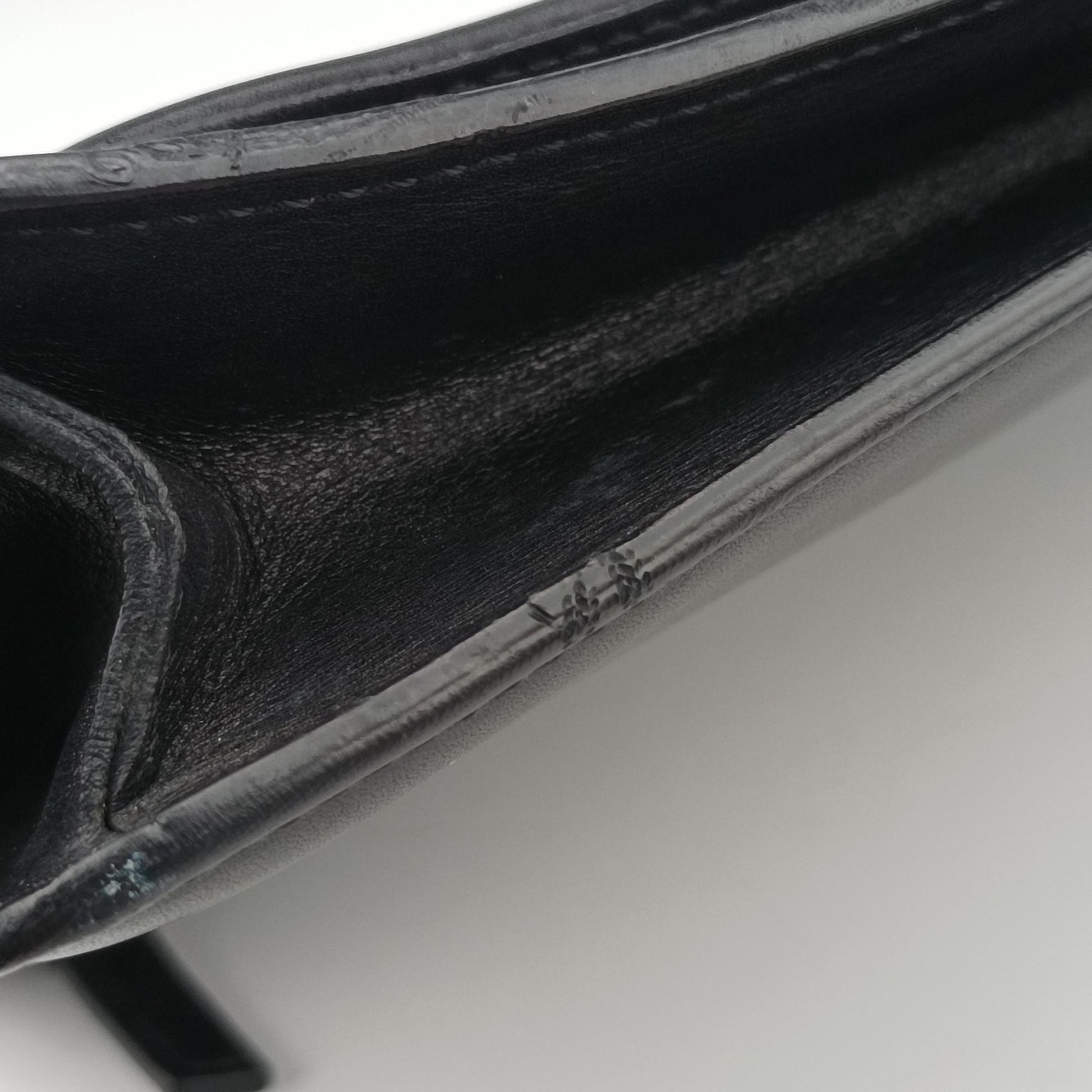Embossed Logo Top Handle Messenger Black Leather ロゴ型押し 2WAY メッセンジャー ブラック レザー 