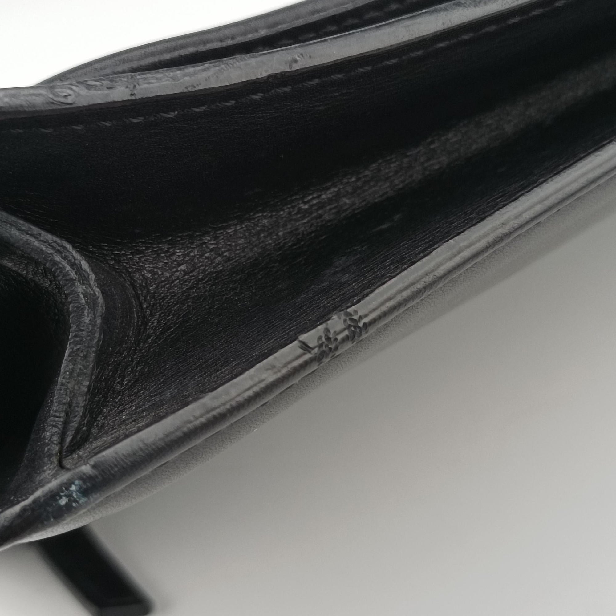 Embossed Logo Top Handle Messenger Black Leather ロゴ型押し 2WAY メッセンジャー ブラック レザー 