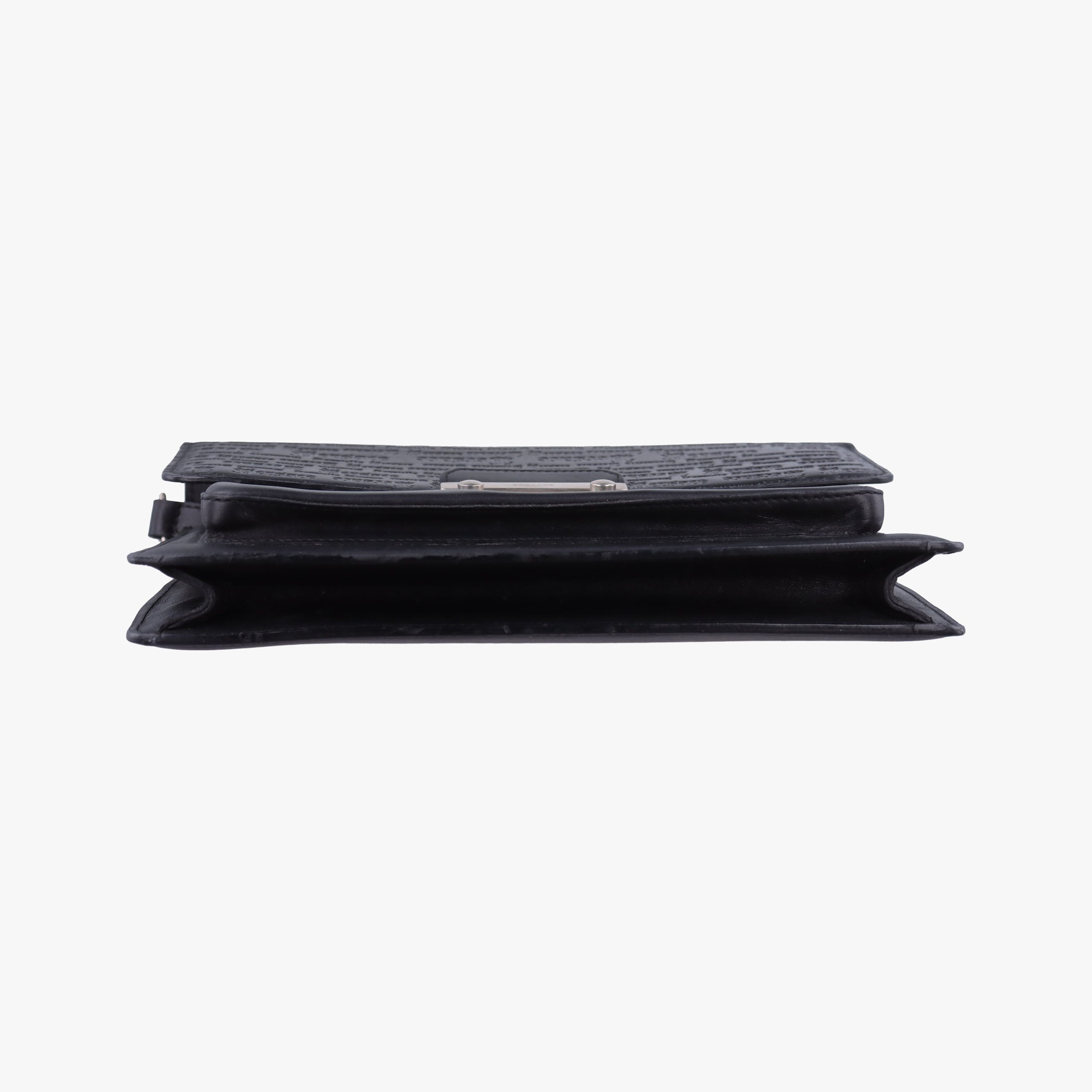 Embossed Logo Top Handle Messenger Black Leather ロゴ型押し 2WAY メッセンジャー ブラック レザー 