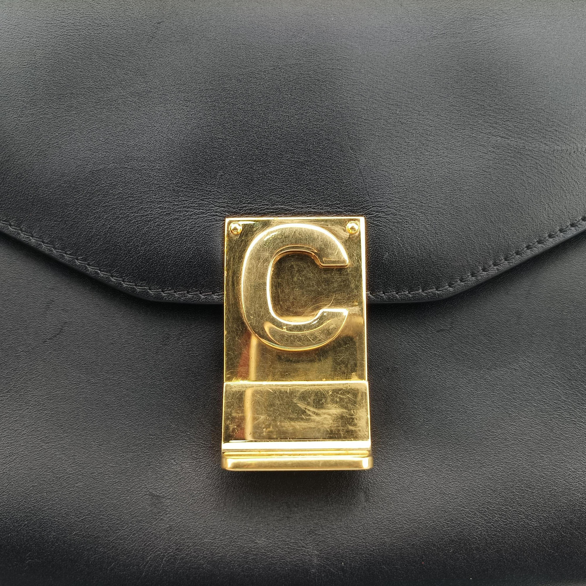 C bag Medium Black Leather U-CE-1159C ミディアム ブラック レザー U-CE-1159