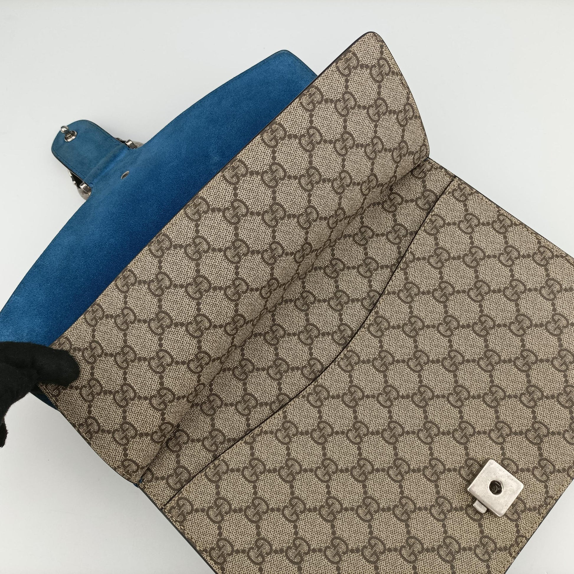 Dionysus beige×blue PVC coated canvas × suede 403348 I020216201ディオニュソス ベージュ×ブルー PVCコーティングキャンバス × スエード 403348 I020216201