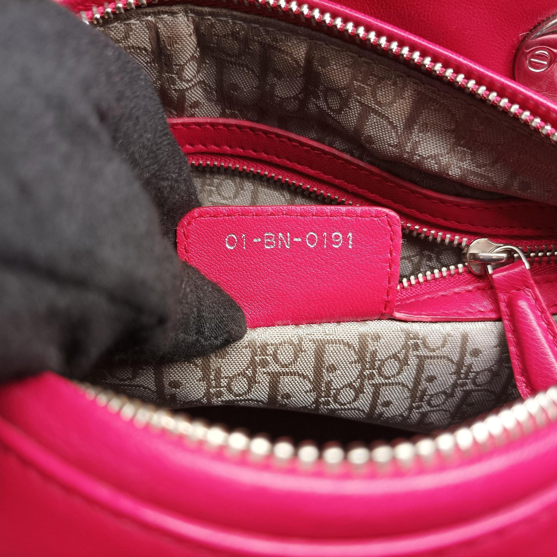 Lady Dior Rose lambskin 01-BN-0191レディディオール ローズ レッド ラムスキン 01-BN-0191