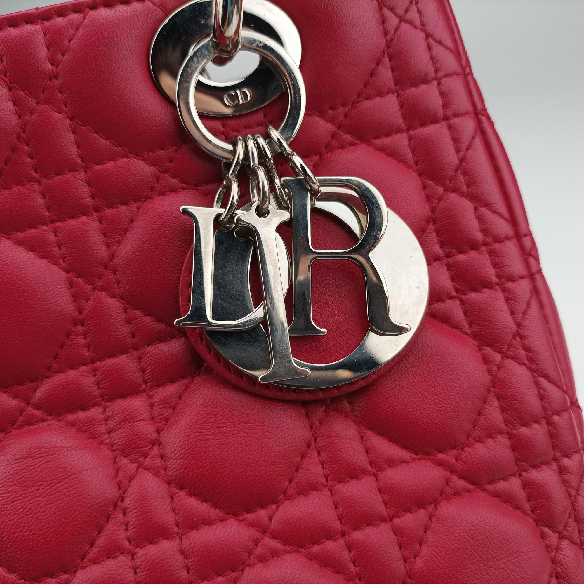 Lady Dior Rose lambskin 01-BN-0191レディディオール ローズ レッド ラムスキン 01-BN-0191