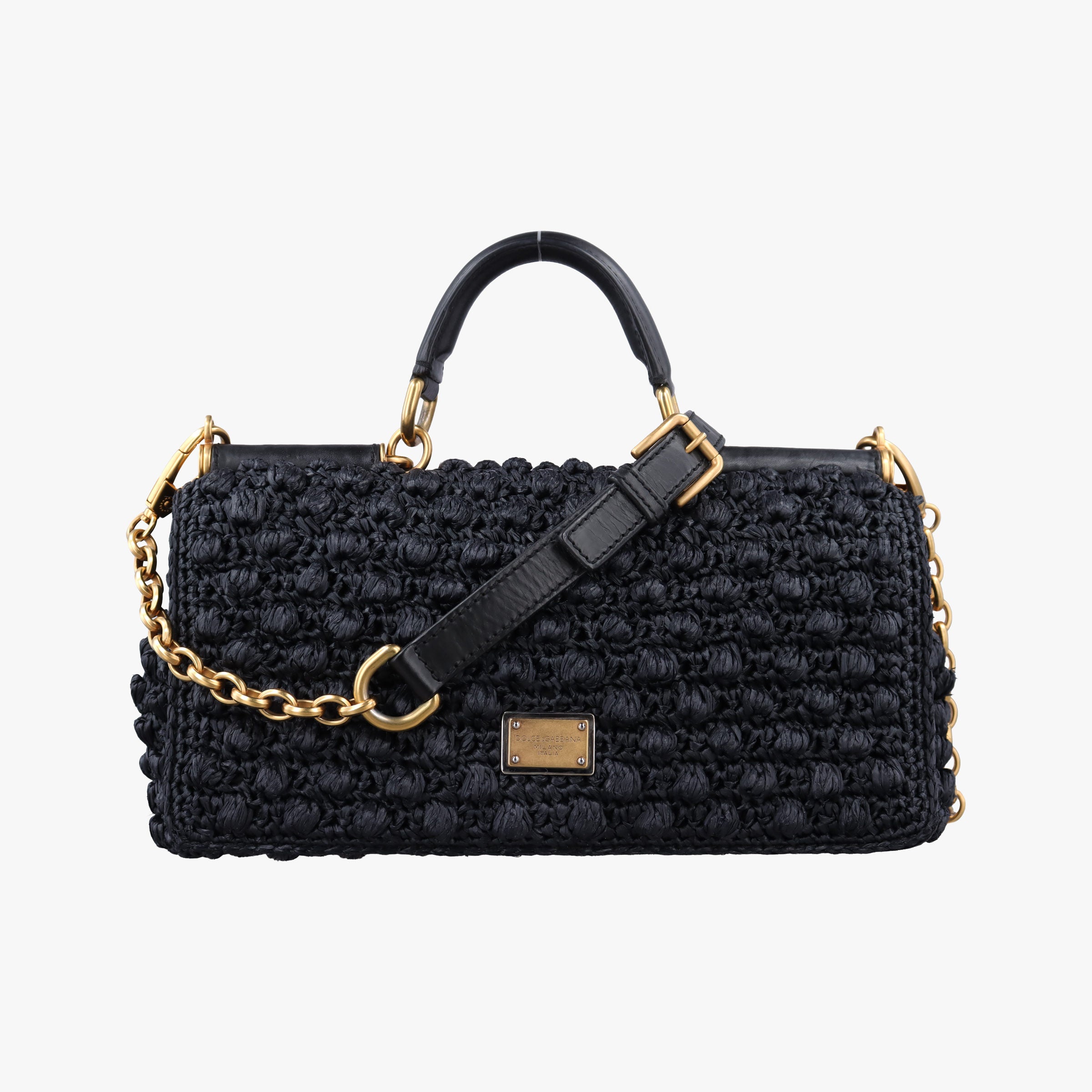 Sicily Black Crocheted raffia × calfskin  シシリー ブラック フィア クロシェ× カーフスキン 