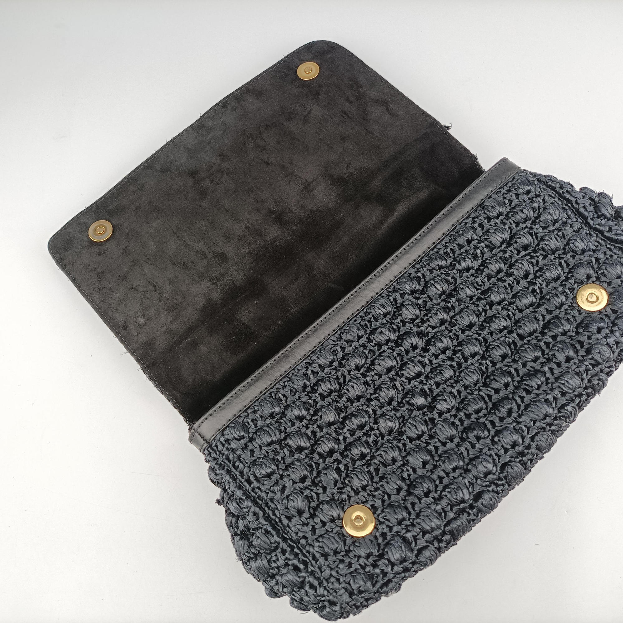Sicily Black Crocheted raffia × calfskin  シシリー ブラック フィア クロシェ× カーフスキン 