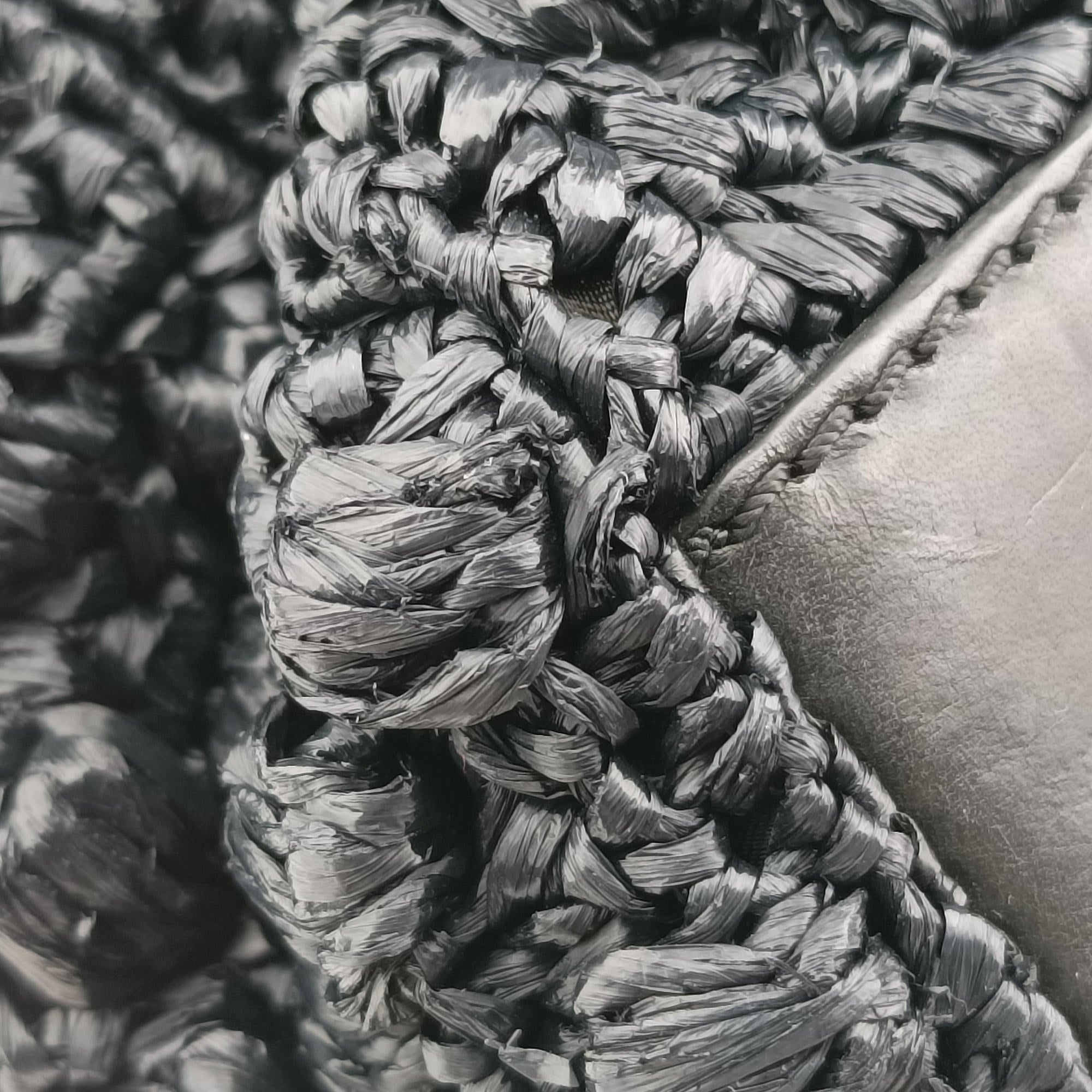Sicily Black Crocheted raffia × calfskin  シシリー ブラック フィア クロシェ× カーフスキン 