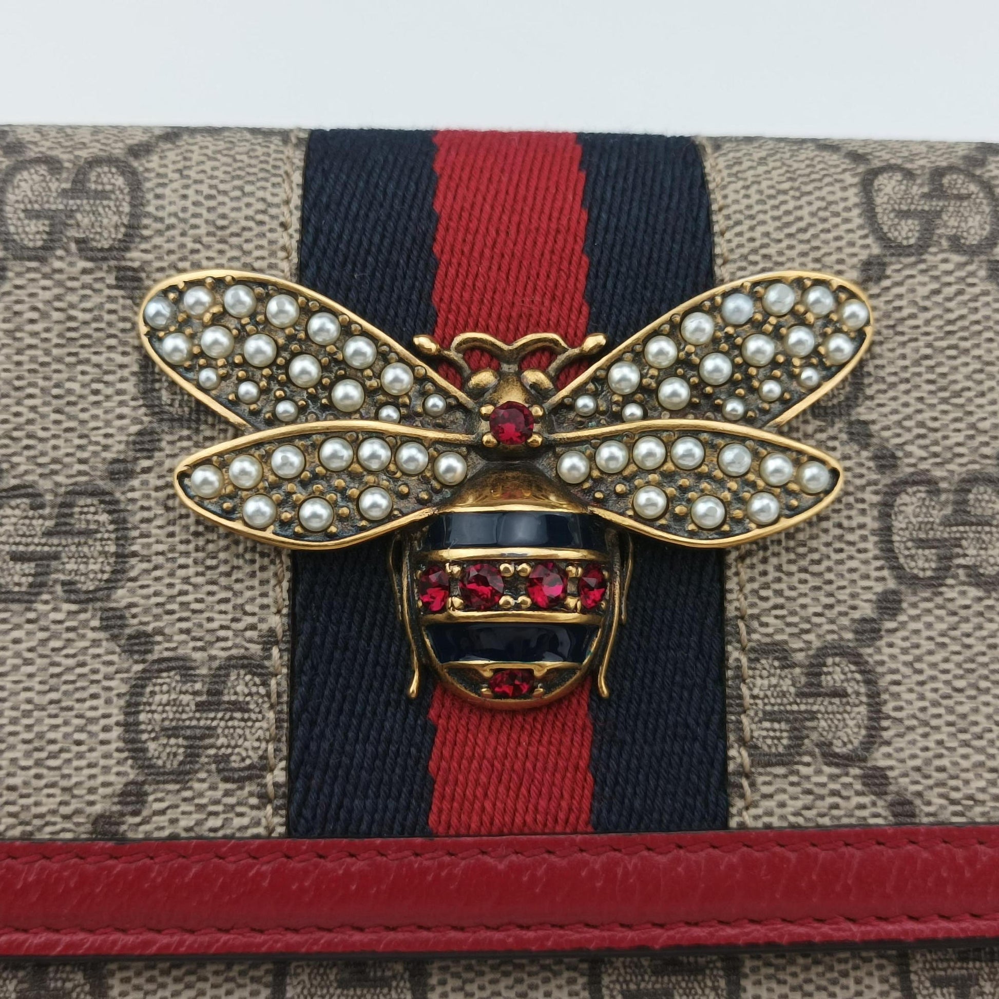 Queen Margaret beige×red×multi PVC coated canvas×Leather 476079 クィーンマーガレット ベージュ×レッド×マルチ PVCコーティングキャンバス×レザー 476079 