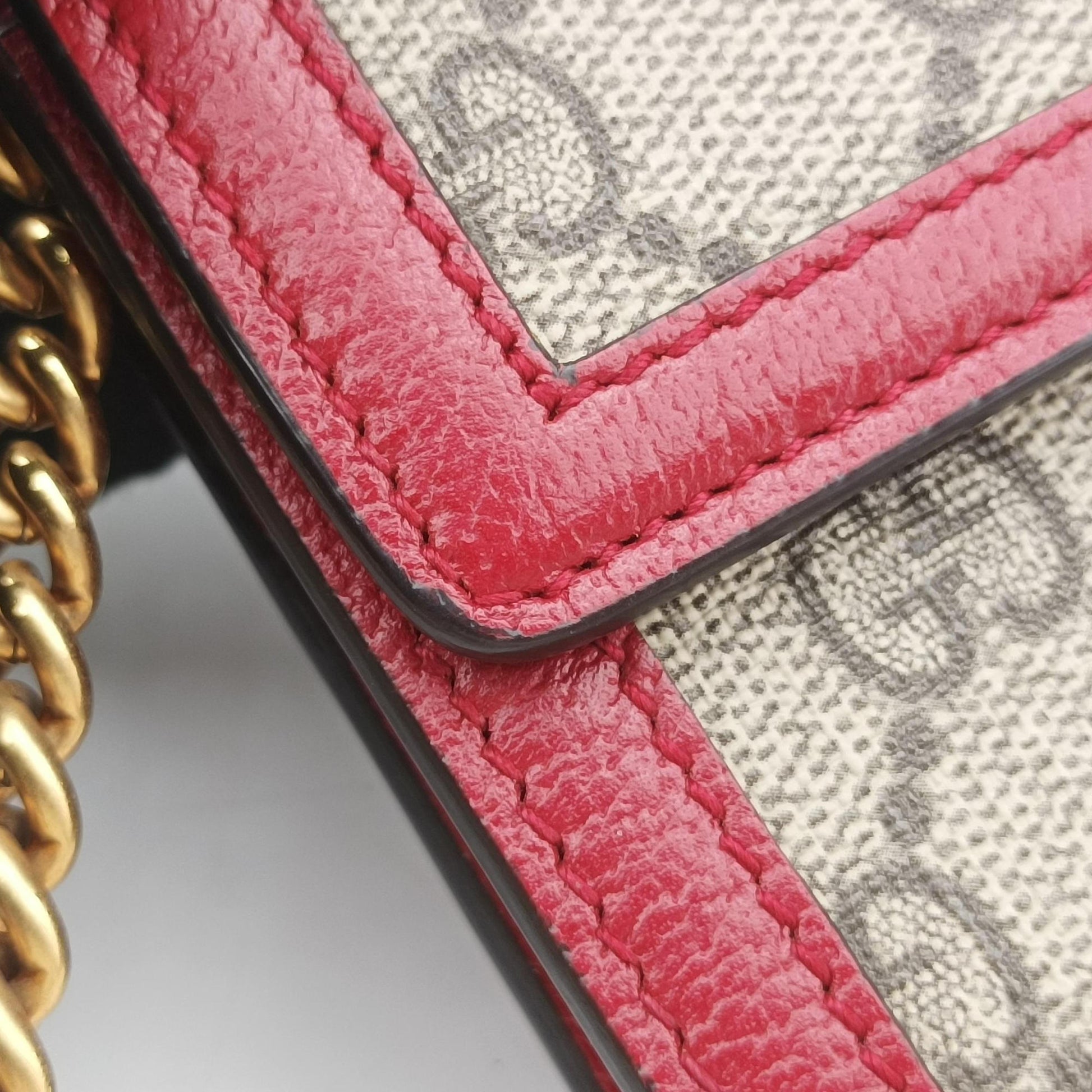 Queen Margaret beige×red×multi PVC coated canvas×Leather 476079 クィーンマーガレット ベージュ×レッド×マルチ PVCコーティングキャンバス×レザー 476079 