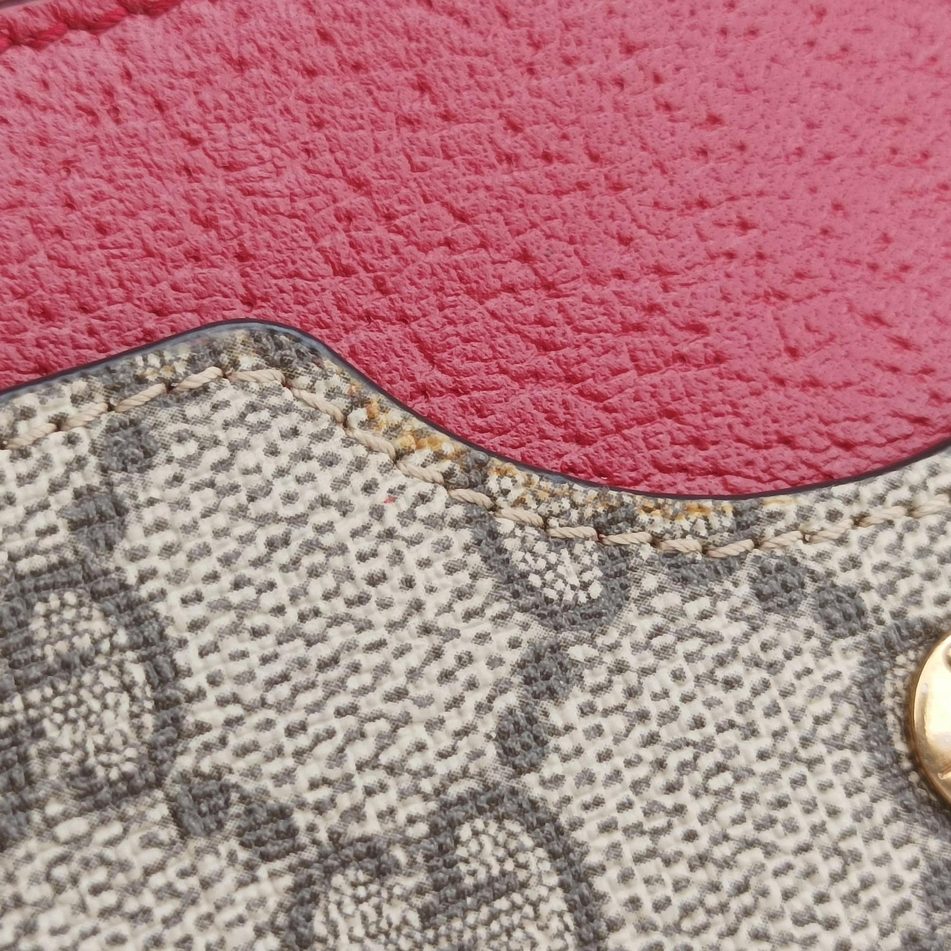 Queen Margaret beige×red×multi PVC coated canvas×Leather 476079 クィーンマーガレット ベージュ×レッド×マルチ PVCコーティングキャンバス×レザー 476079 