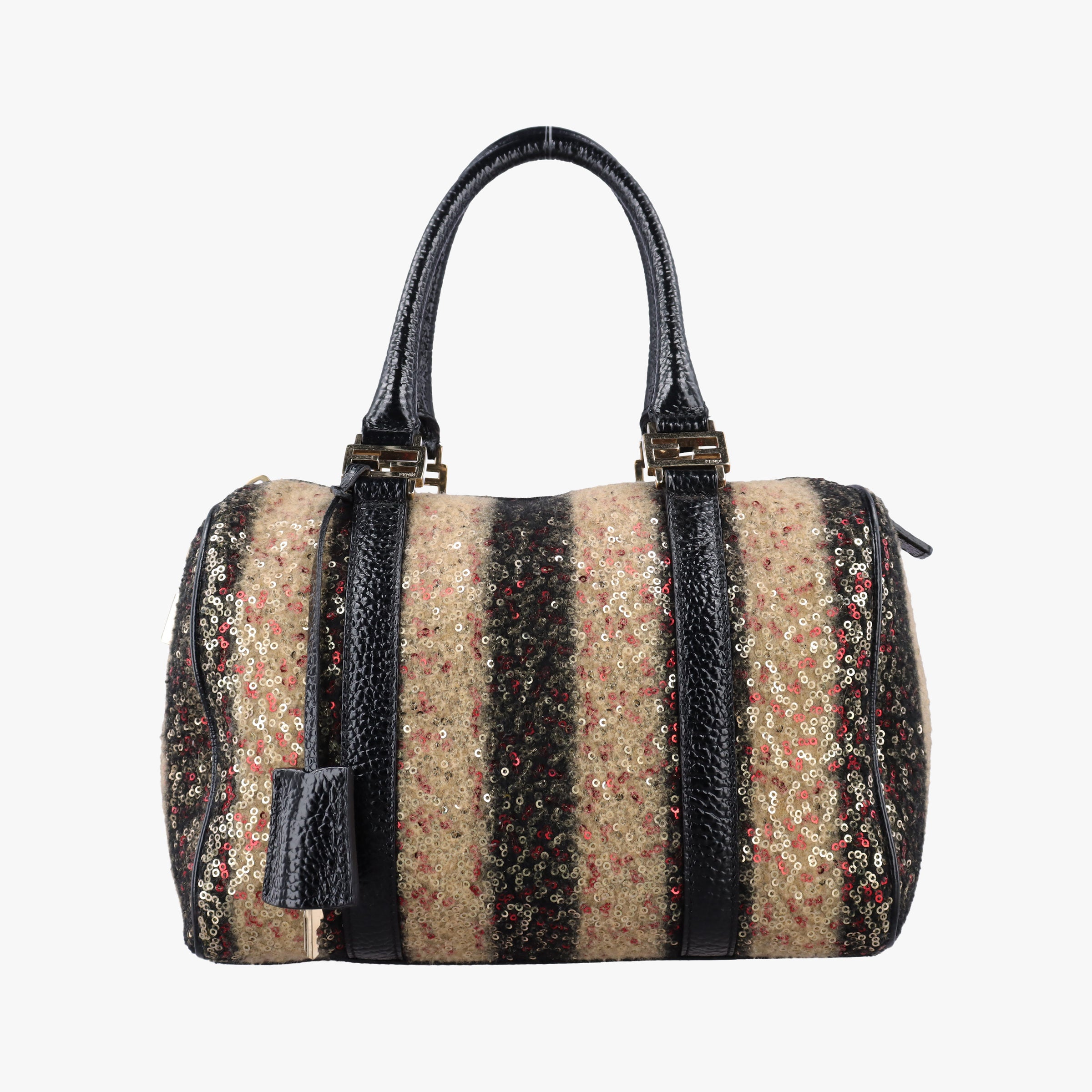 Forever Bauletto Multicolor Sequin-embellished wool striped fabric × patent 8BL068 2305/8BL068 ZGE/089フォーエバー バウレット マルチカラー スパンコール刺繍 ウールファブリック × パテント 8BL068 2305/8BL068 ZGE/089