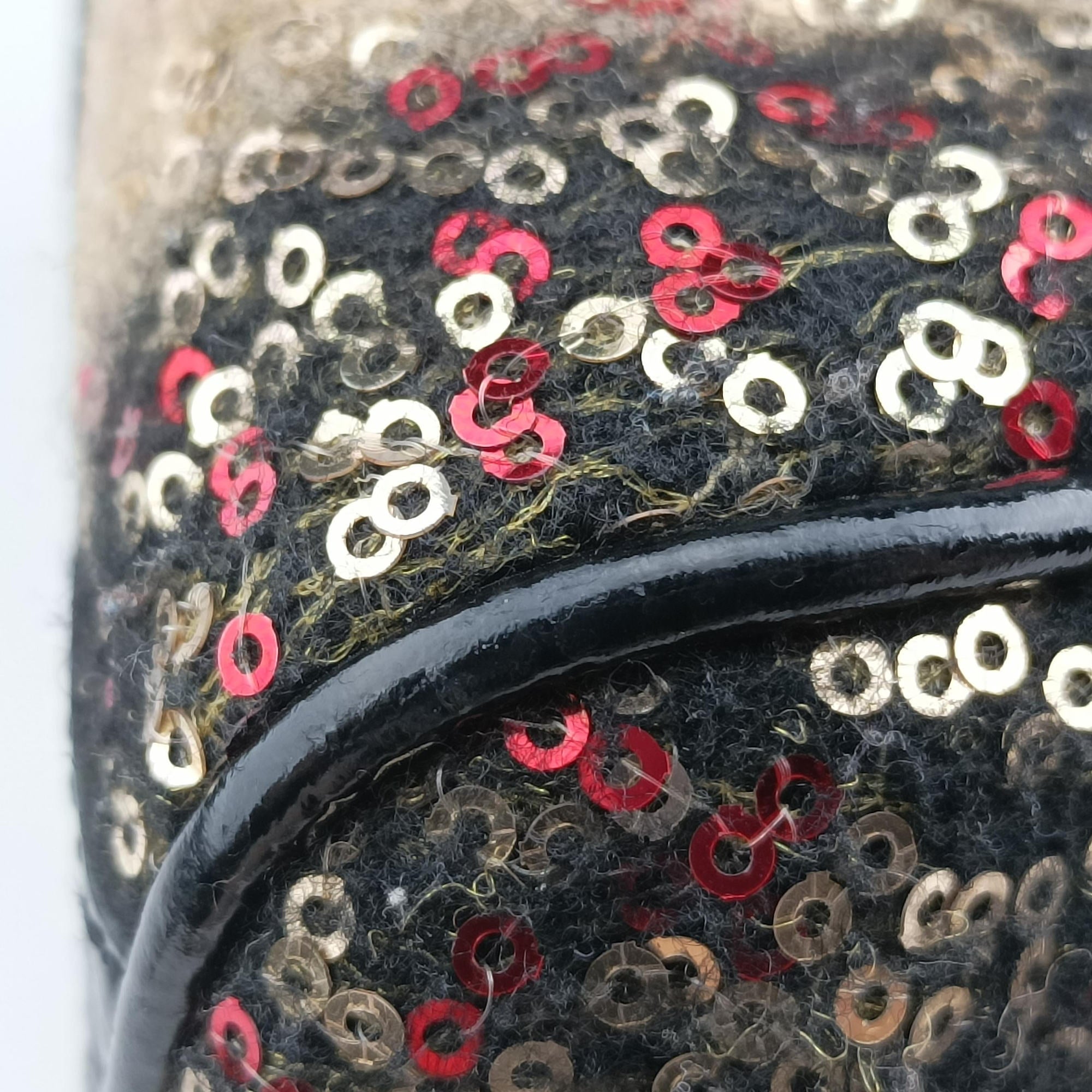 Forever Bauletto Multicolor Sequin-embellished wool striped fabric × patent 8BL068 2305/8BL068 ZGE/089フォーエバー バウレット マルチカラー スパンコール刺繍 ウールファブリック × パテント 8BL068 2305/8BL068 ZGE/089