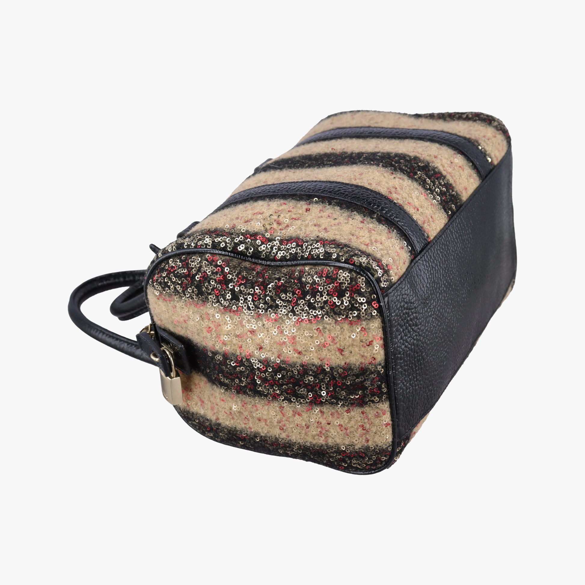 Forever Bauletto Multicolor Sequin-embellished wool striped fabric × patent 8BL068 2305/8BL068 ZGE/089フォーエバー バウレット マルチカラー スパンコール刺繍 ウールファブリック × パテント 8BL068 2305/8BL068 ZGE/089