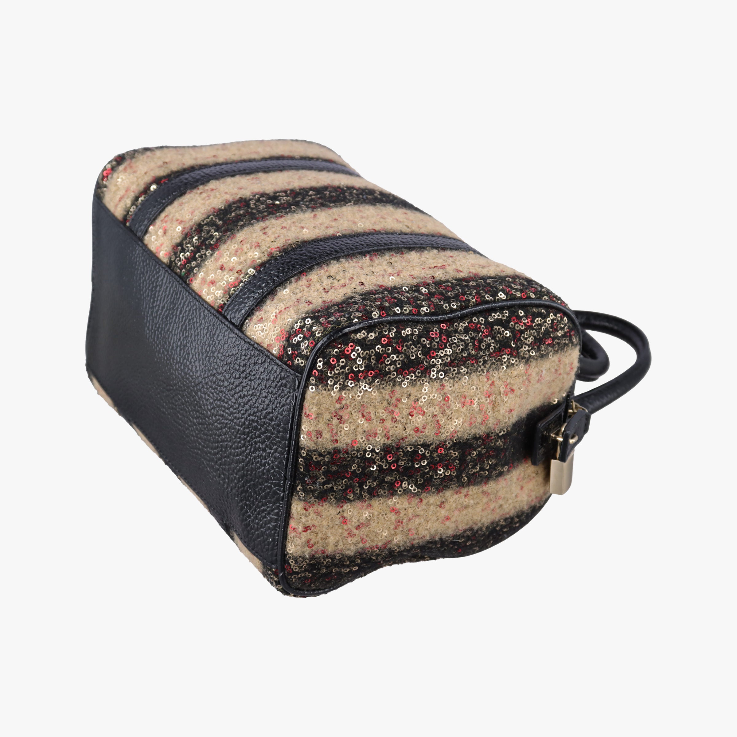 Forever Bauletto Multicolor Sequin-embellished wool striped fabric × patent 8BL068 2305/8BL068 ZGE/089フォーエバー バウレット マルチカラー スパンコール刺繍 ウールファブリック × パテント 8BL068 2305/8BL068 ZGE/089
