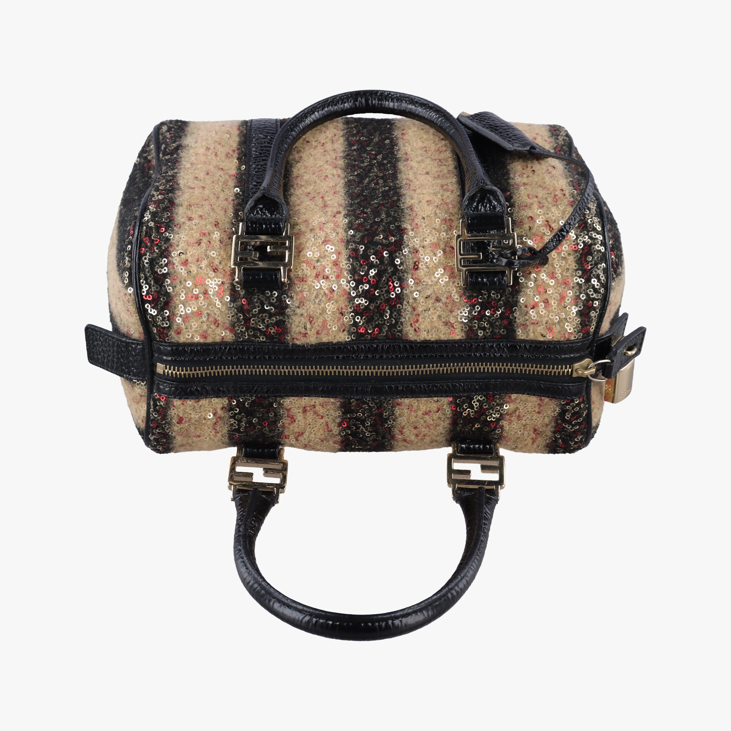 Forever Bauletto Multicolor Sequin-embellished wool striped fabric × patent 8BL068 2305/8BL068 ZGE/089フォーエバー バウレット マルチカラー スパンコール刺繍 ウールファブリック × パテント 8BL068 2305/8BL068 ZGE/089