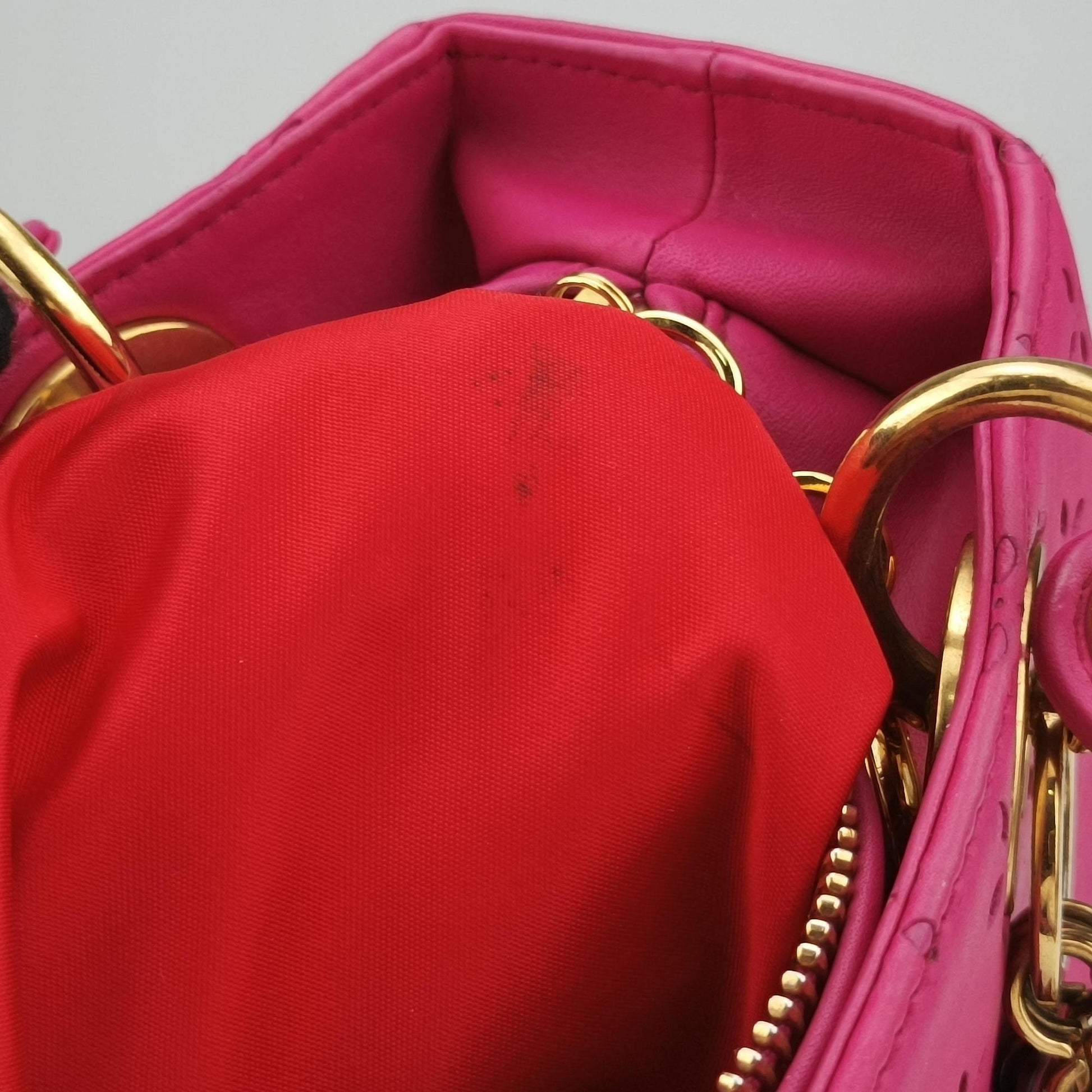 Lady Dior Rose leather 09-MA-1017レディディオール ローズ レッド レザー 09-MA-1017