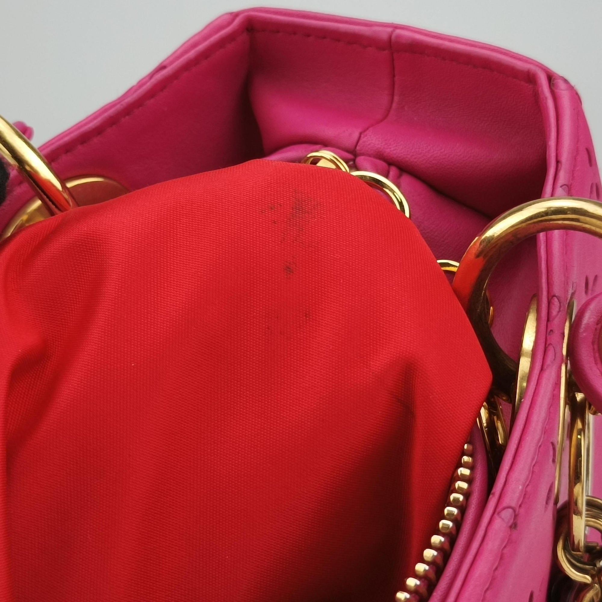 Lady Dior Rose leather 09-MA-1017レディディオール ローズ レッド レザー 09-MA-1017